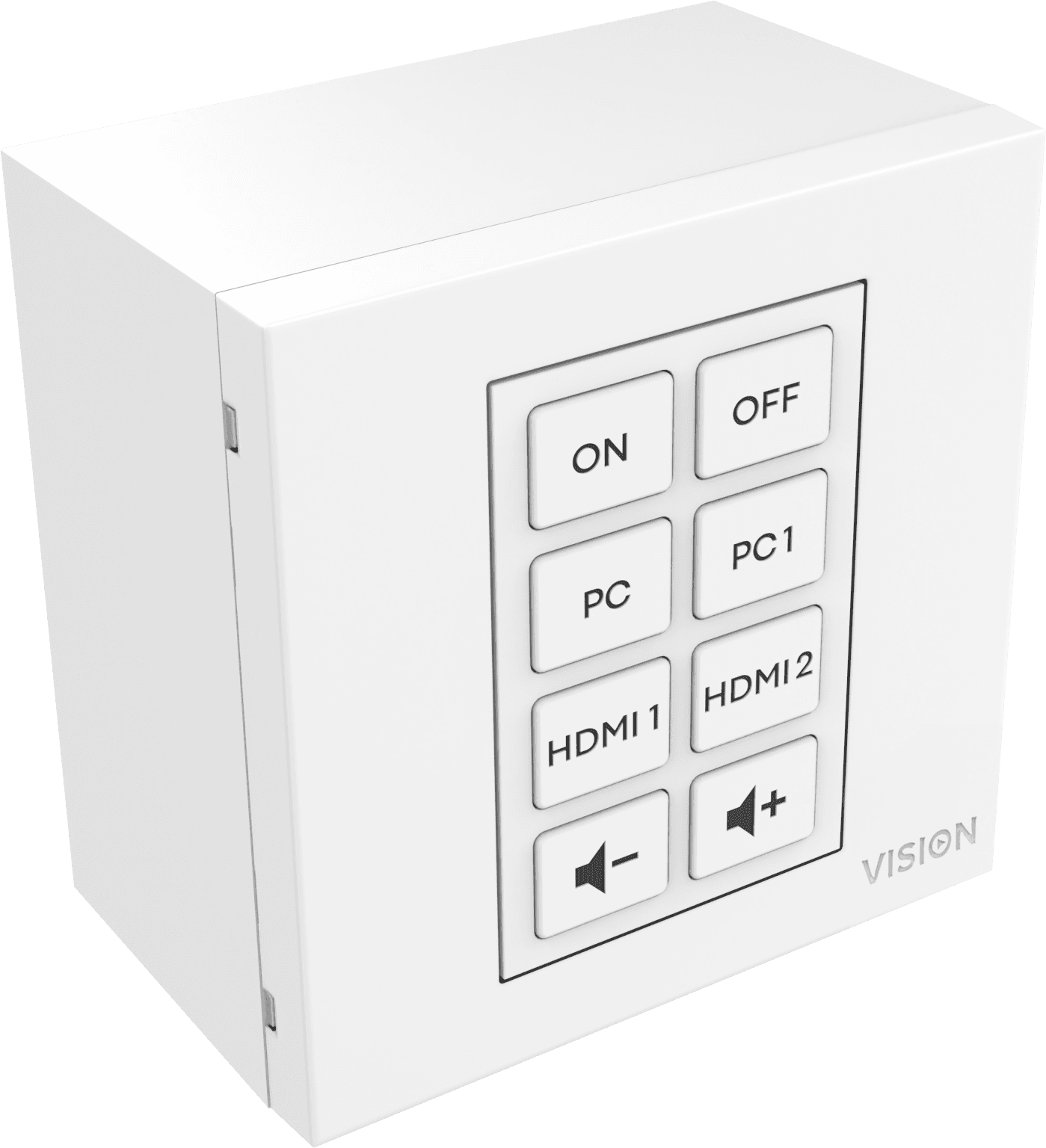 Vision TC3-CTL/2 Techconnect control module, front view of the white eight-button faceplate