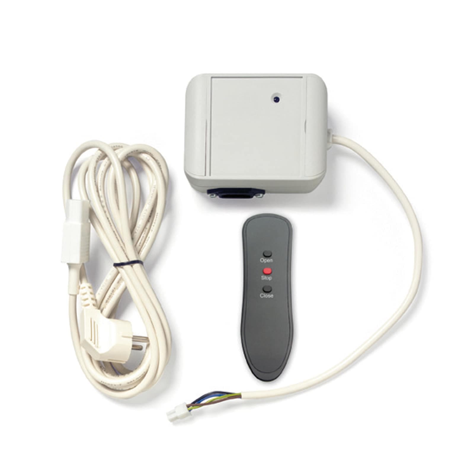 Projecta Easy Install IR remote control kit, series image showing the handheld transmitter and plug-and-play receiver - Legrand AV publishes one photograph for both the UK and Swiss plug versions