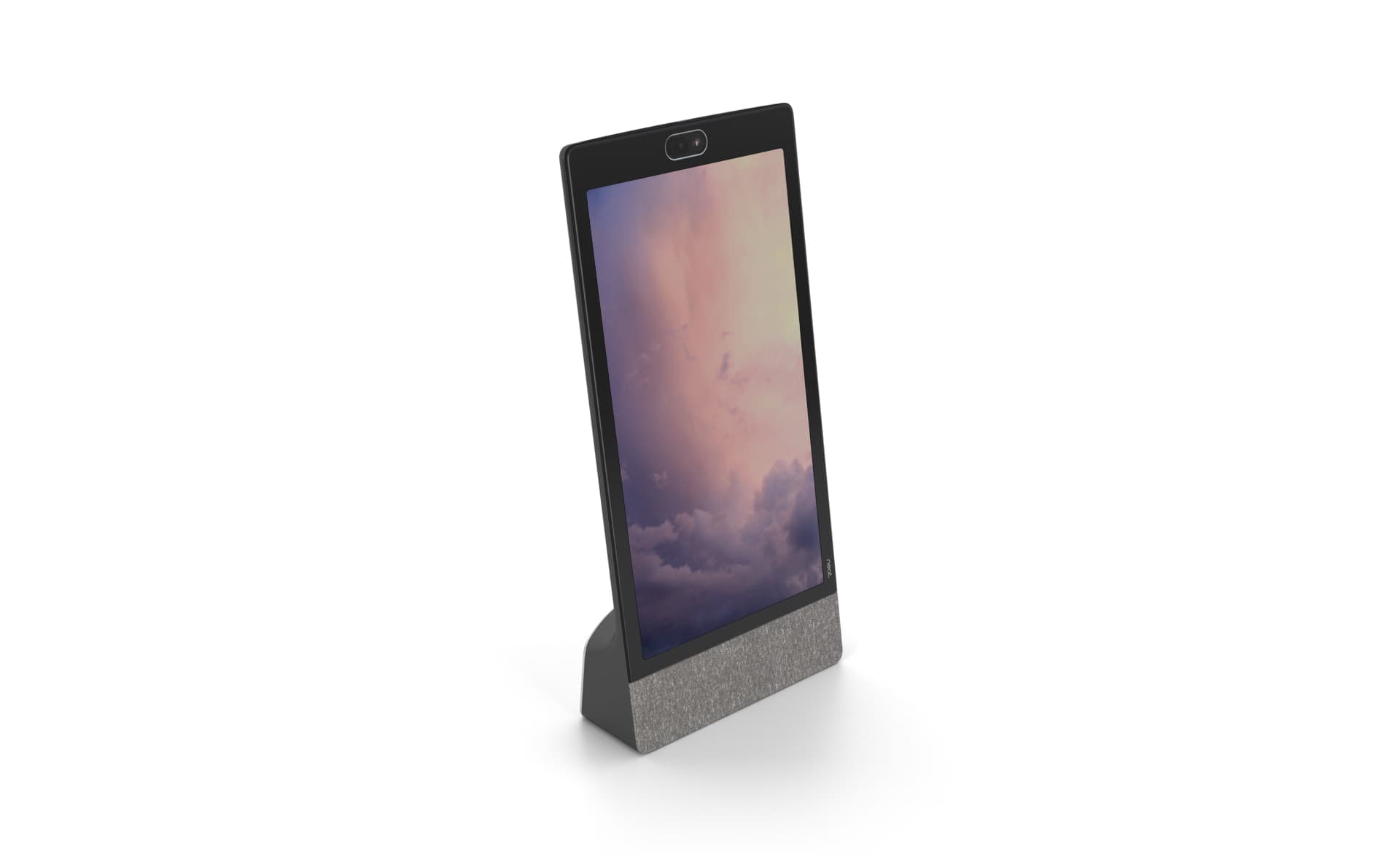 Neat Frame personal meeting device on its table stand, portrait orientation