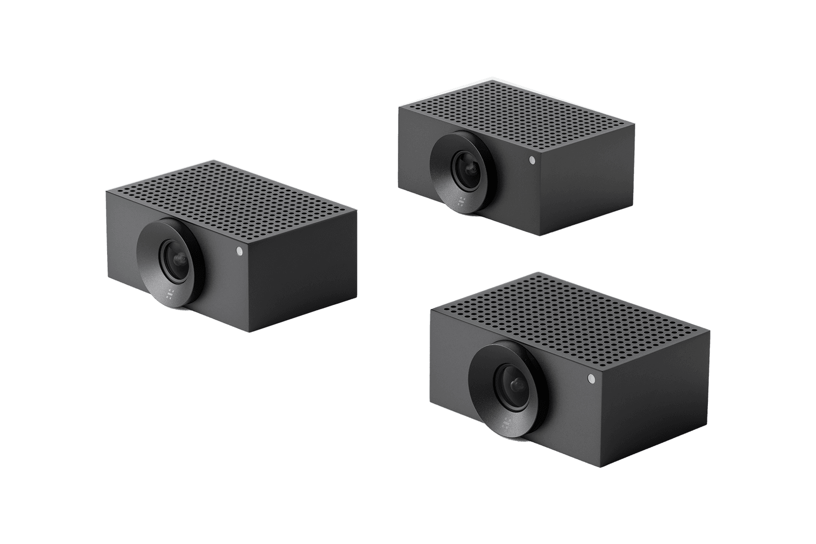 Huddly Crew multi-camera system, showing three Huddly L1 cameras