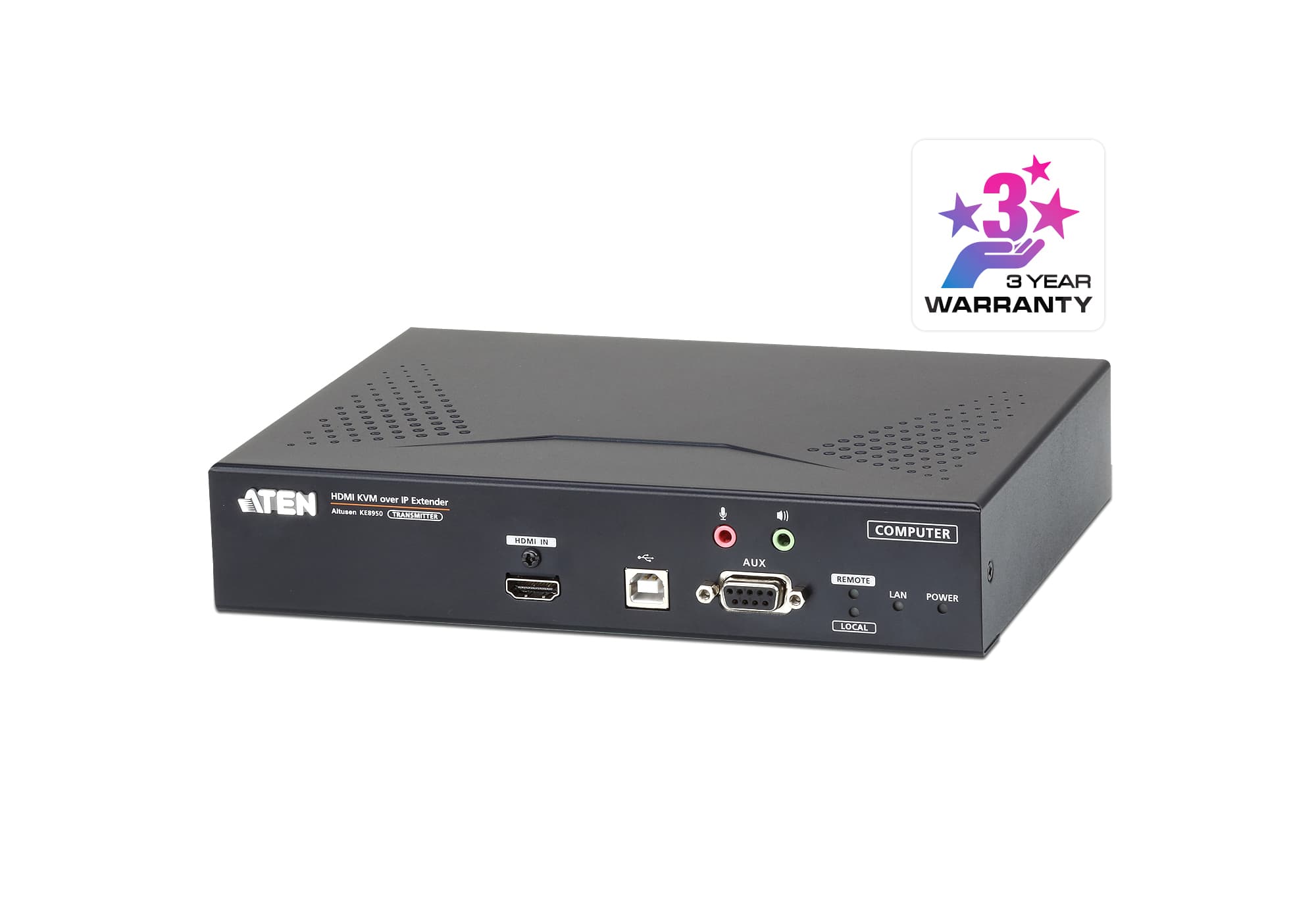 ATEN KE8950T KVM over IP transmitter — three-quarter product view.
