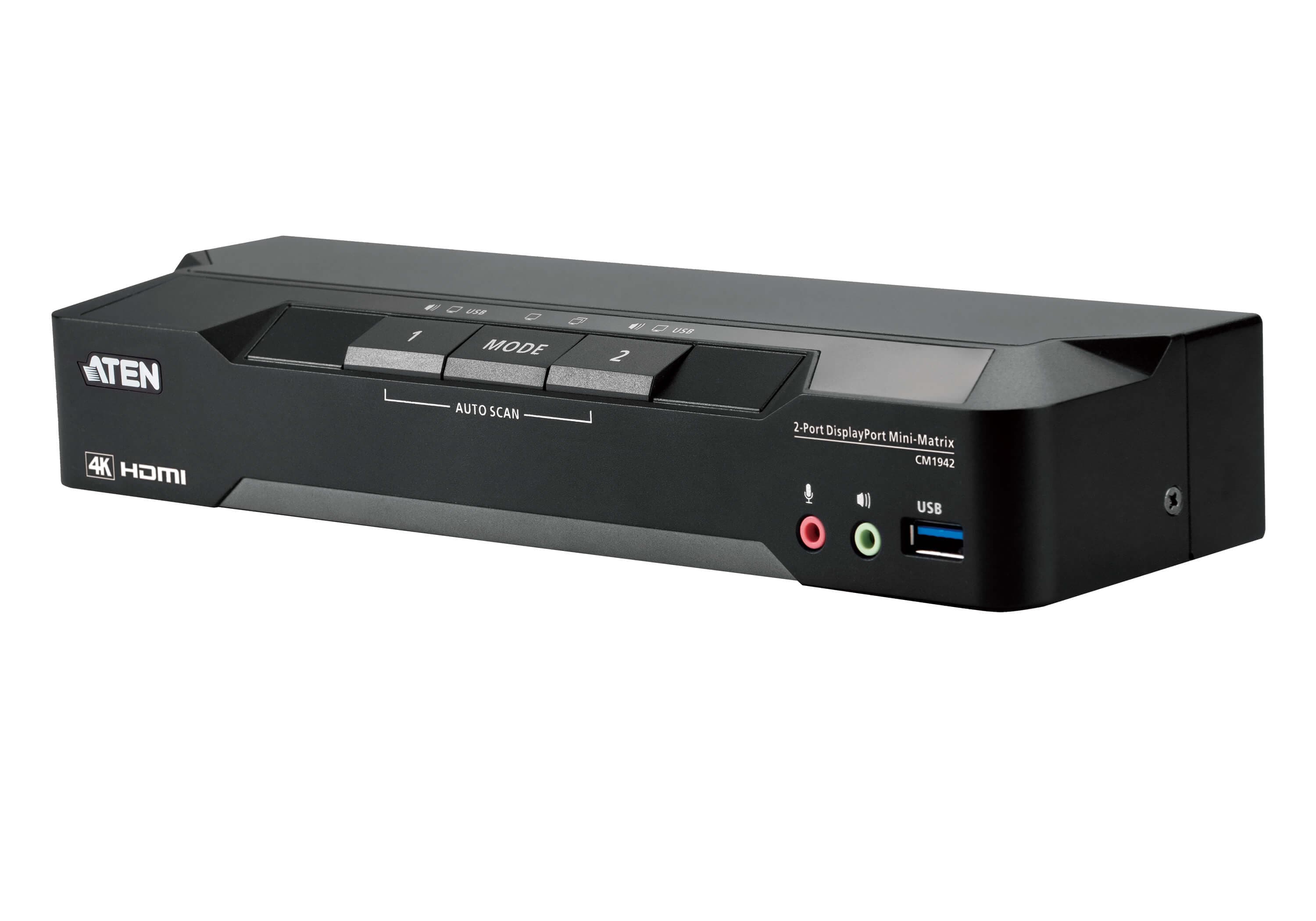 ATEN CM1942 2-Port 4K DisplayPort Dual Display Mini-Matrix Boundless KVM Switch — product photo from ATEN