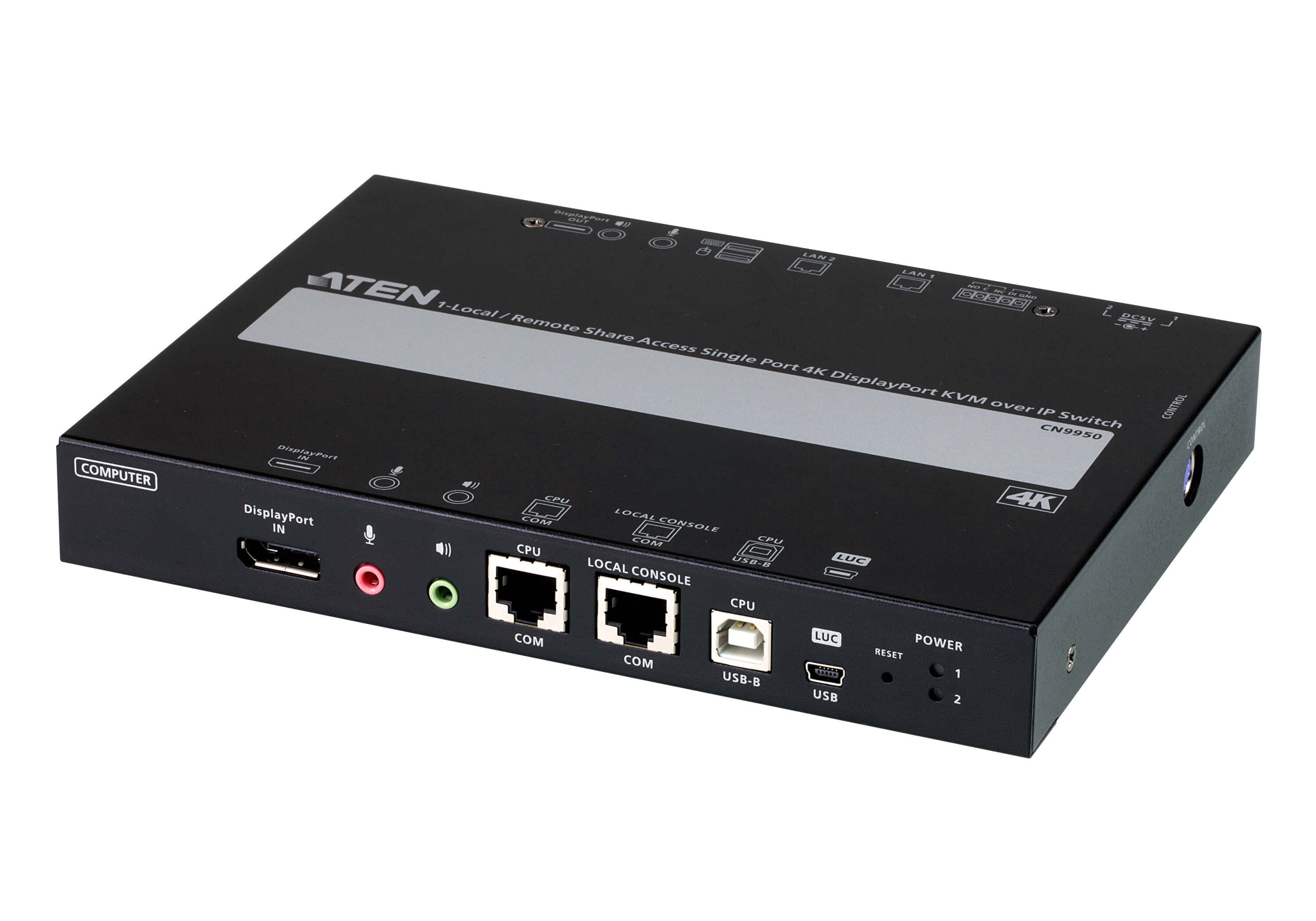 ATEN CN9950 1-Local/Remote Share Access Single Port 4K DisplayPort KVM over IP Switch — product photo from ATEN