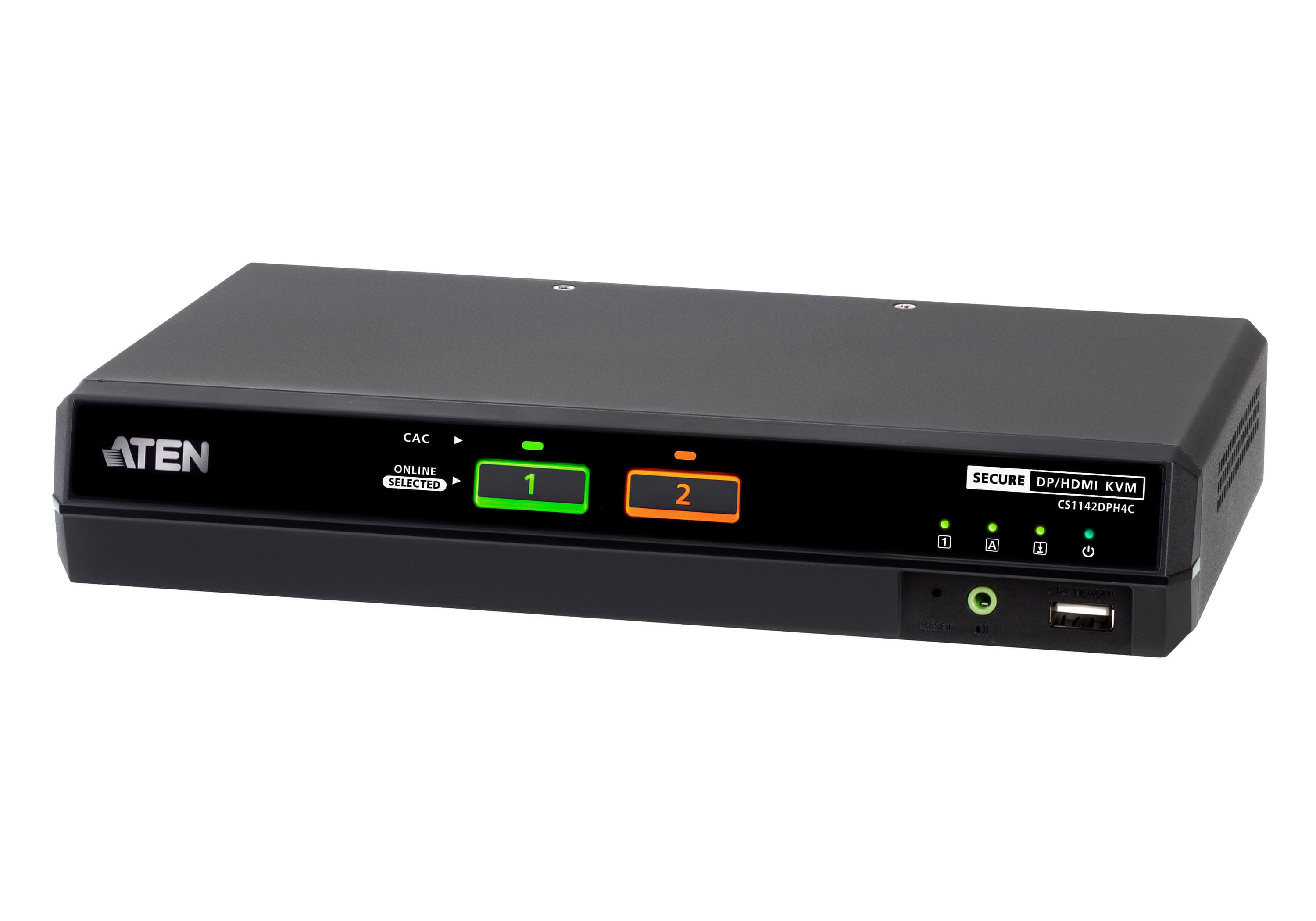ATEN CS1142DPH4C 2-Port USB 5K DisplayPort/HDMI Dual Display Universal Secure KVM Switch with CAC (PSD PP v4.0 Compliant) — product photo from ATEN