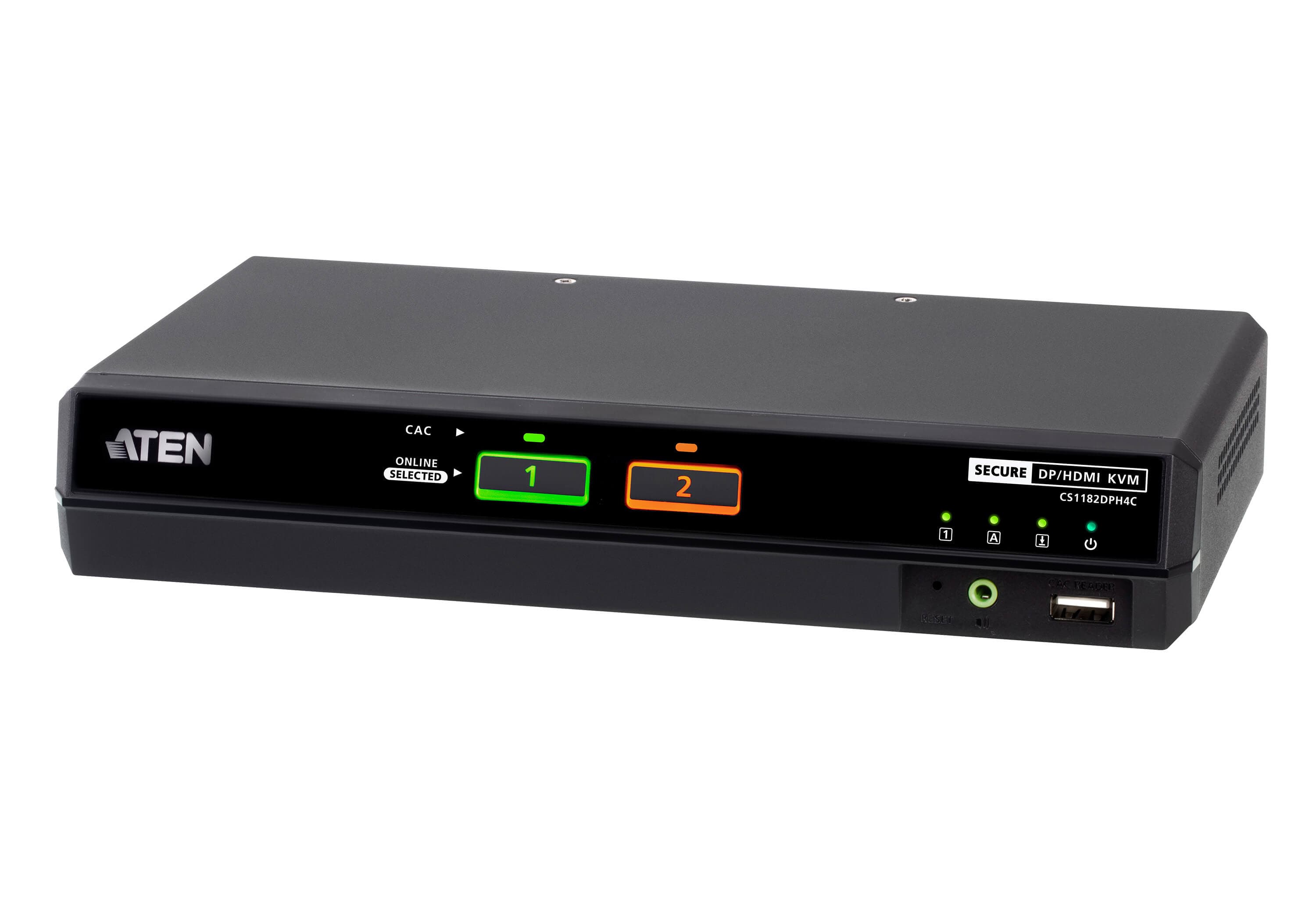 ATEN CS1182DPH4C 2-Port USB 5K DisplayPort/HDMI Universal Secure KVM Switch with CAC (PSD PP v4.0 Compliant) — product photo from ATEN