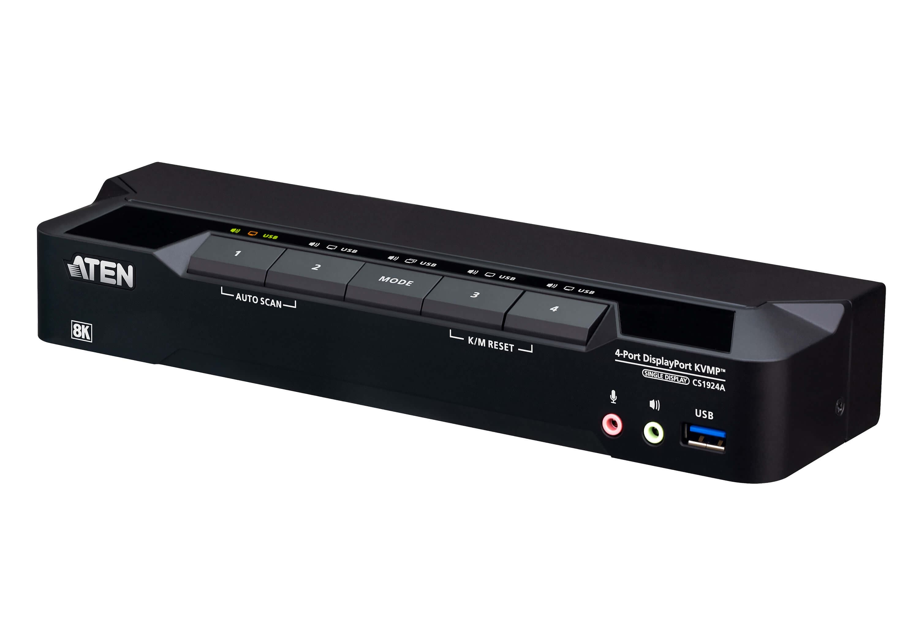 ATEN CS1924A 4-Port USB 3.0 8K DisplayPort KVMP™ Switch (Cables included) — product photo from ATEN