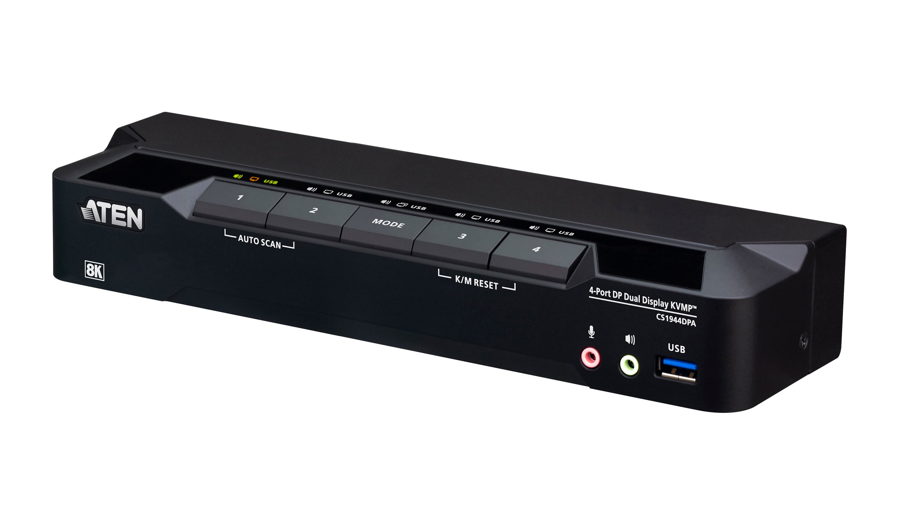ATEN CS1944DPA 4-Port USB 3.0 8K DisplayPort Dual-Display KVMP™ Switch (Cables included) — product photo from ATEN