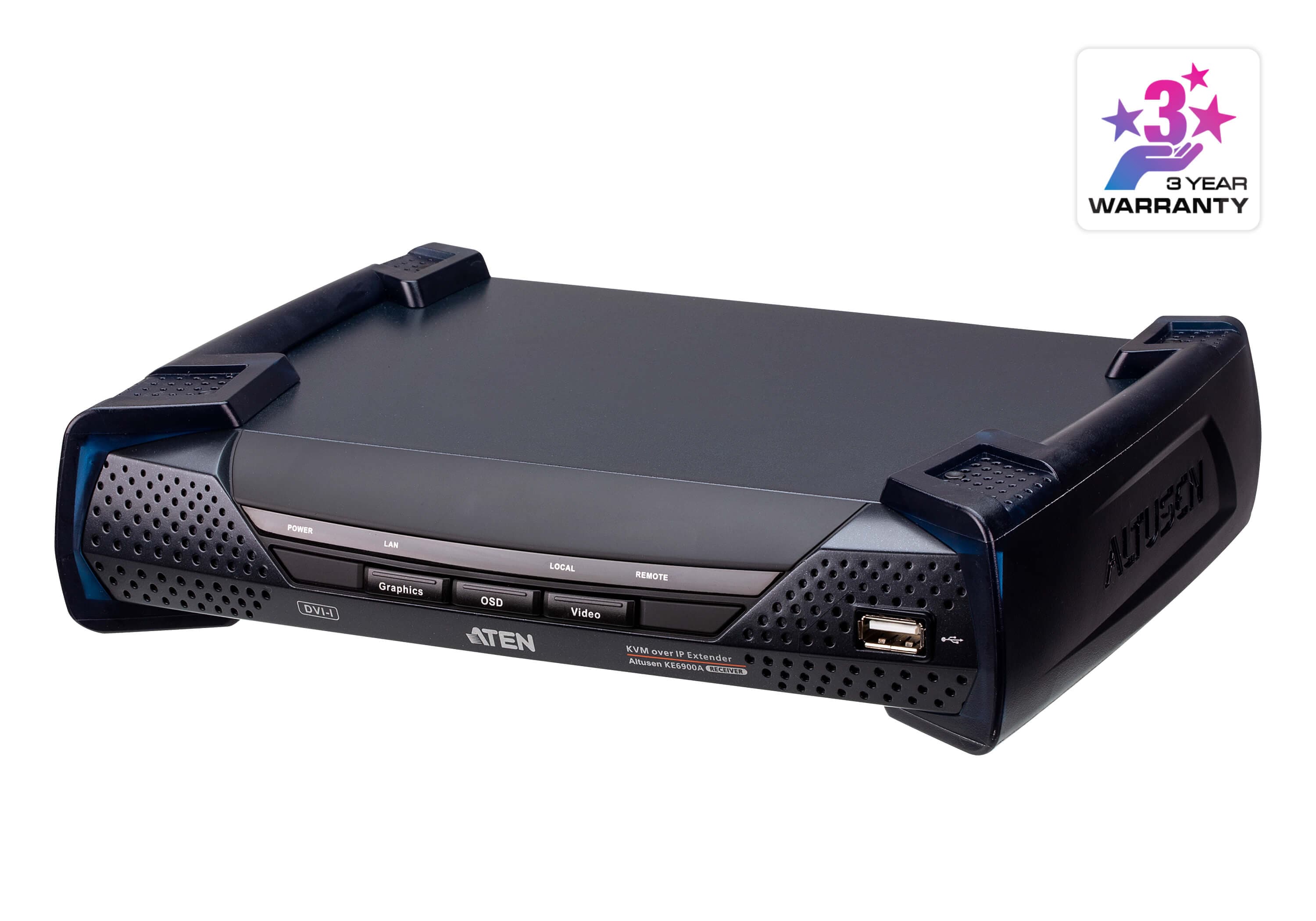 ATEN KE6900AR DVI-I Single Display KVM over IP Receiver — product photo from ATEN