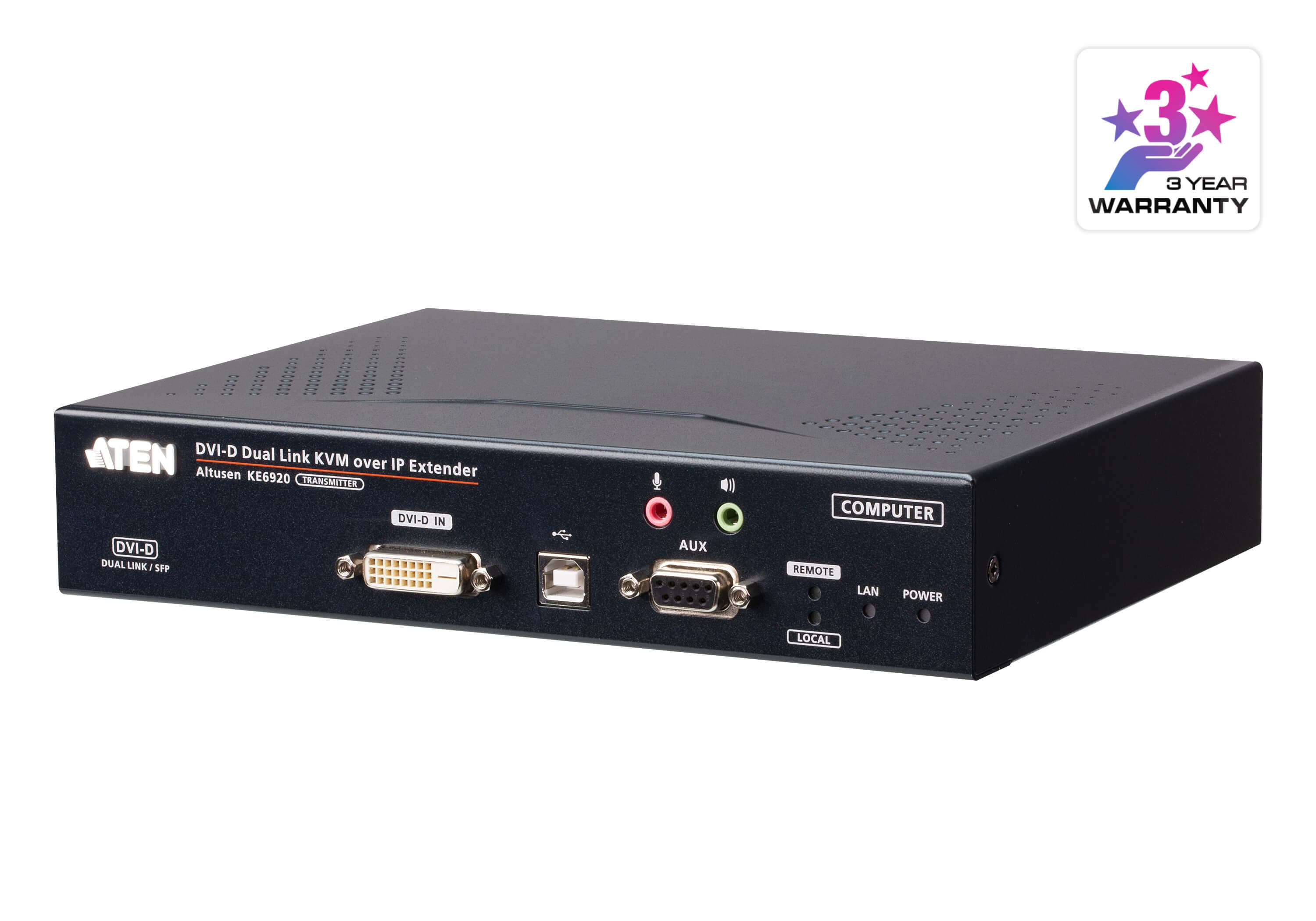 ATEN KE6920T 2K DVI-D Dual-Link KVM over IP Transmitter with Dual SFP — product photo from ATEN