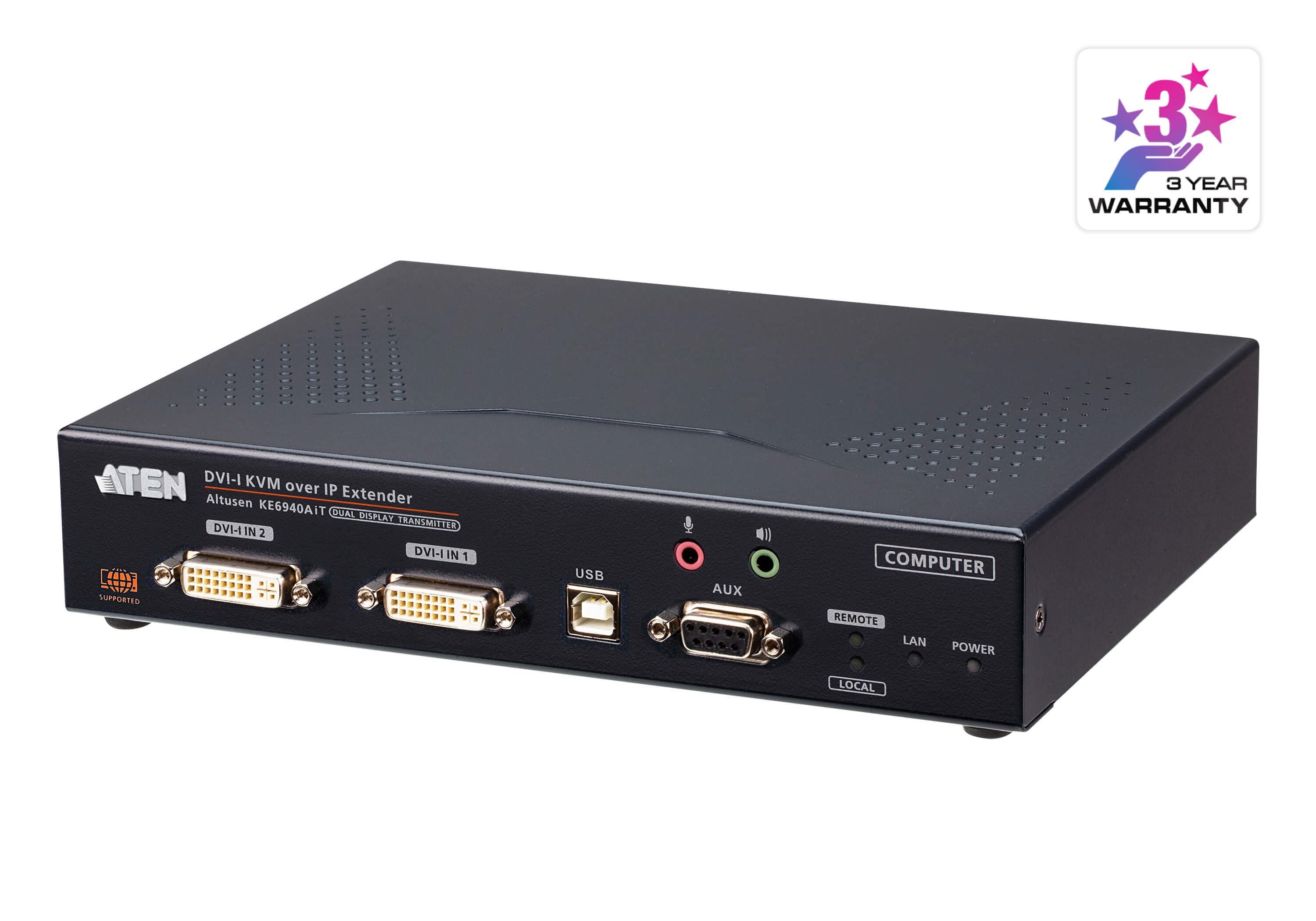 ATEN KE6940AIT DVI-I Dual Display KVM over IP Transmitter with Internet Access — product photo from ATEN