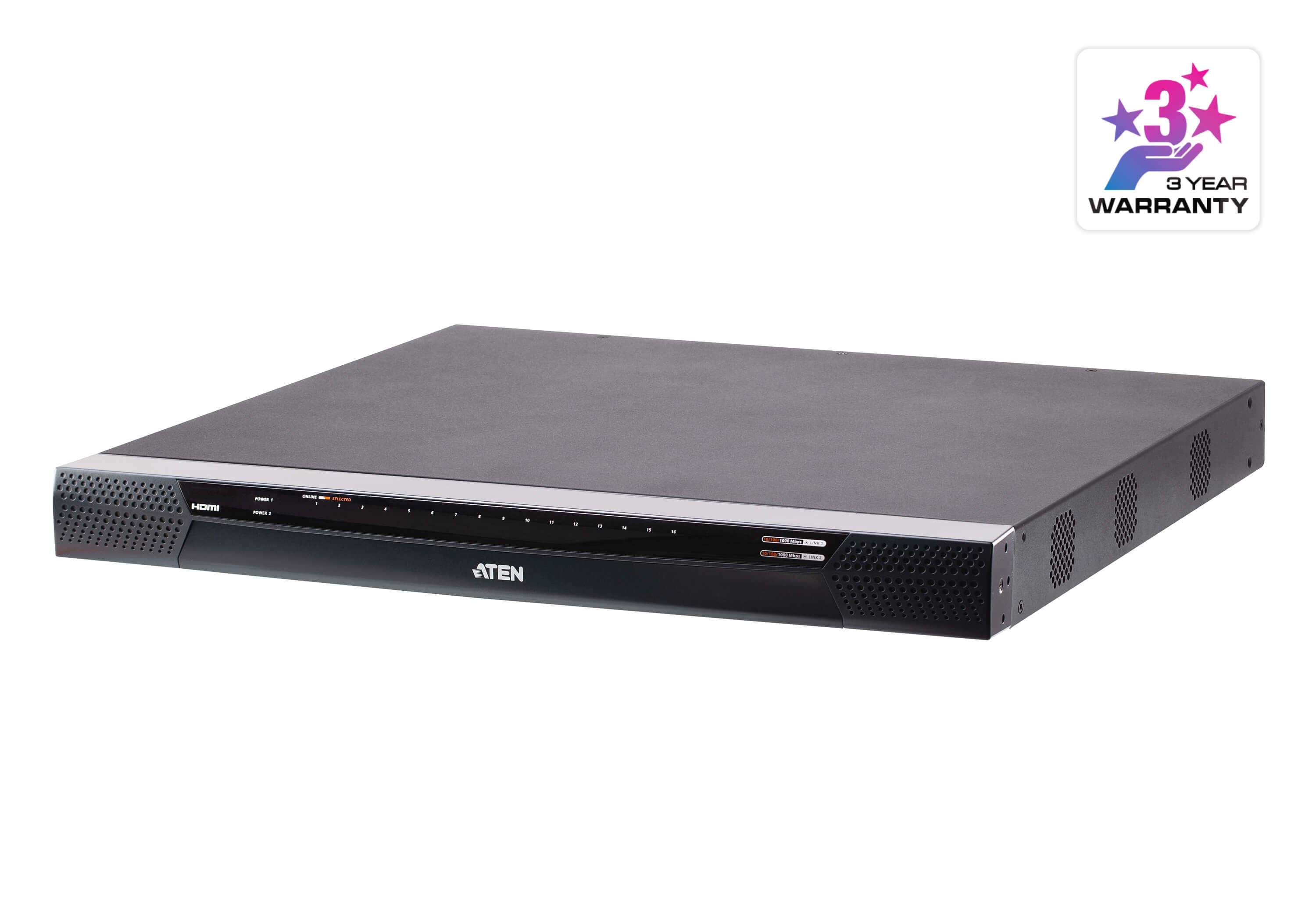 ATEN RCM416VA 1-Local/4-Remote Shared Access 16-Port Multi-Interface Cat 5 KVM over IP Switch - angled product view