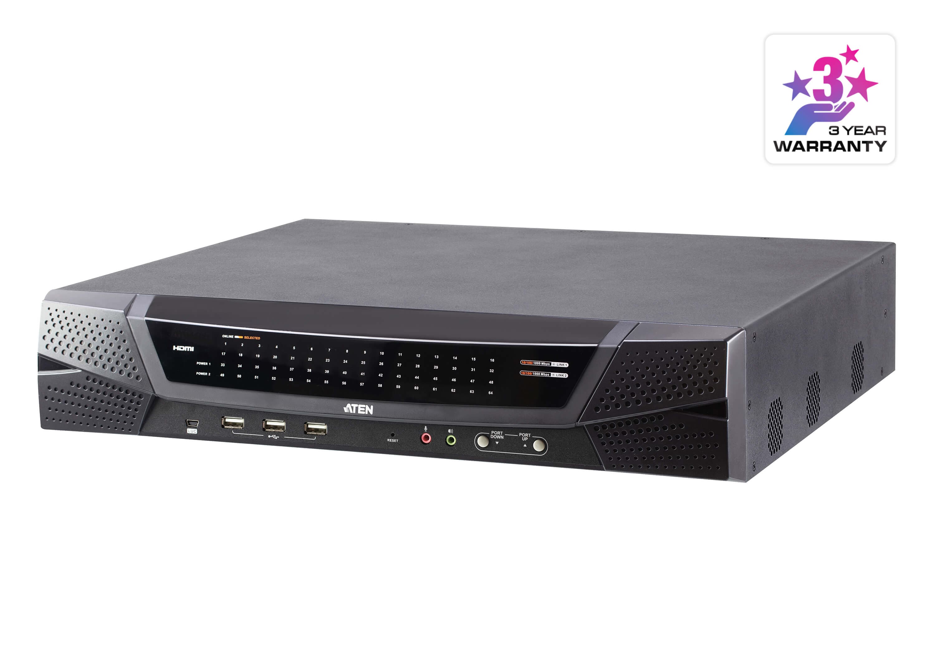 ATEN RCM464VA 1-Local/4-Remote Shared Access 64-Port Multi-Interface Cat 5 KVM over IP Switch - angled product view