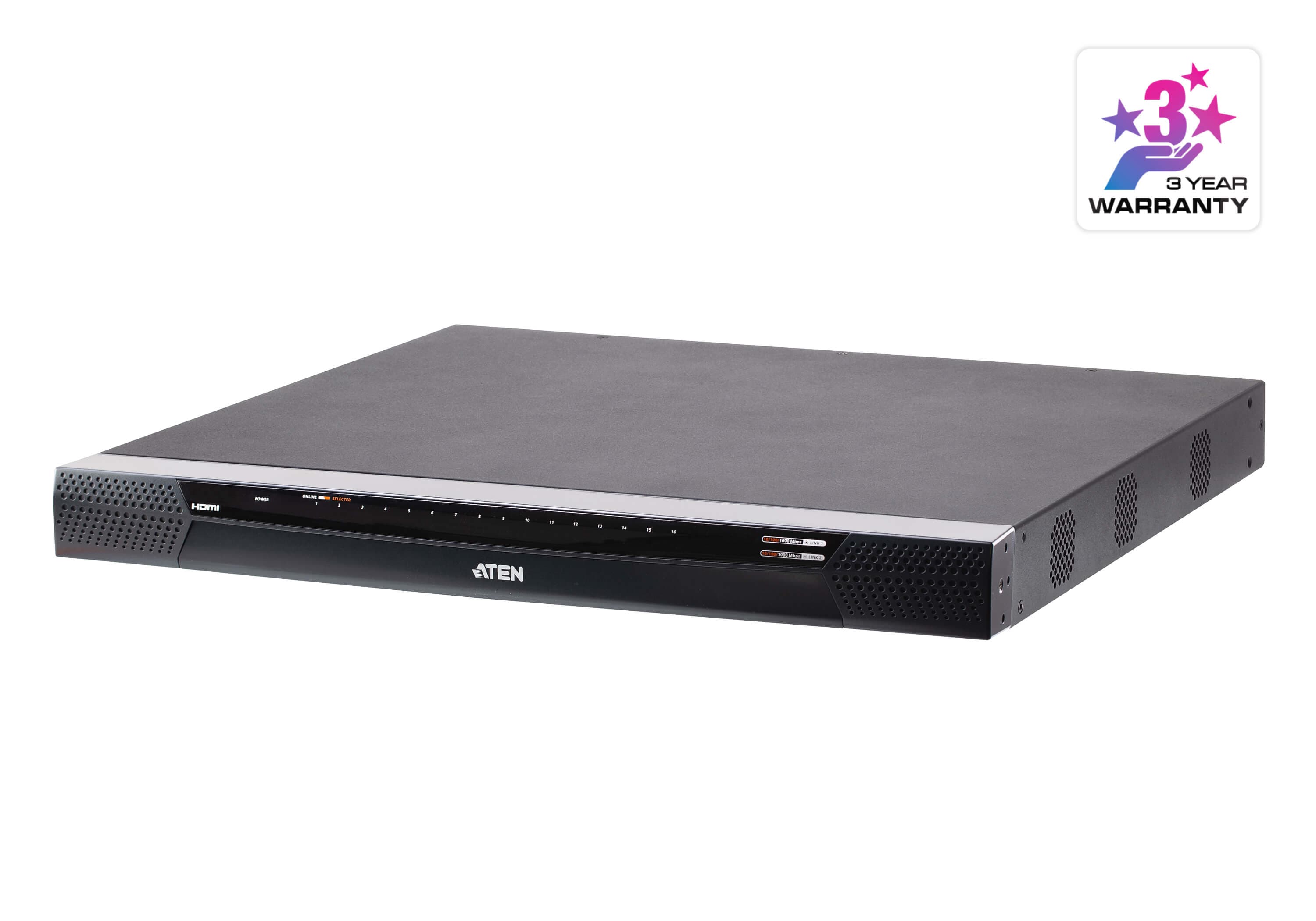 ATEN RCM816A 1-Local/8-Remote Shared Access 16-Port Multi-Interface Cat 5 KVM over IP Switch - angled product view