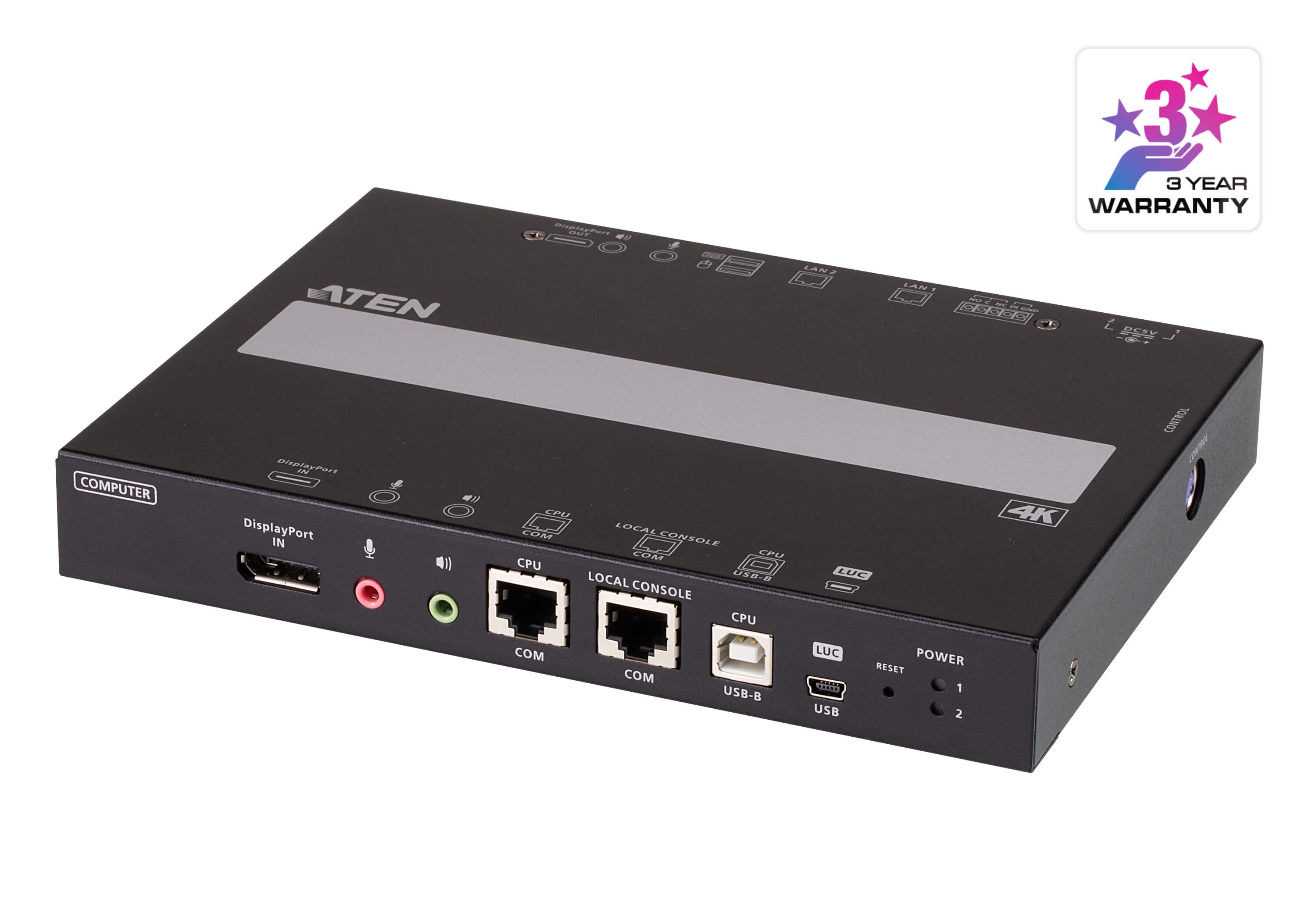 ATEN RCMDP101U 1-Local/Remote Share Access Single Port 4K DisplayPort KVM over IP Switch - angled product view