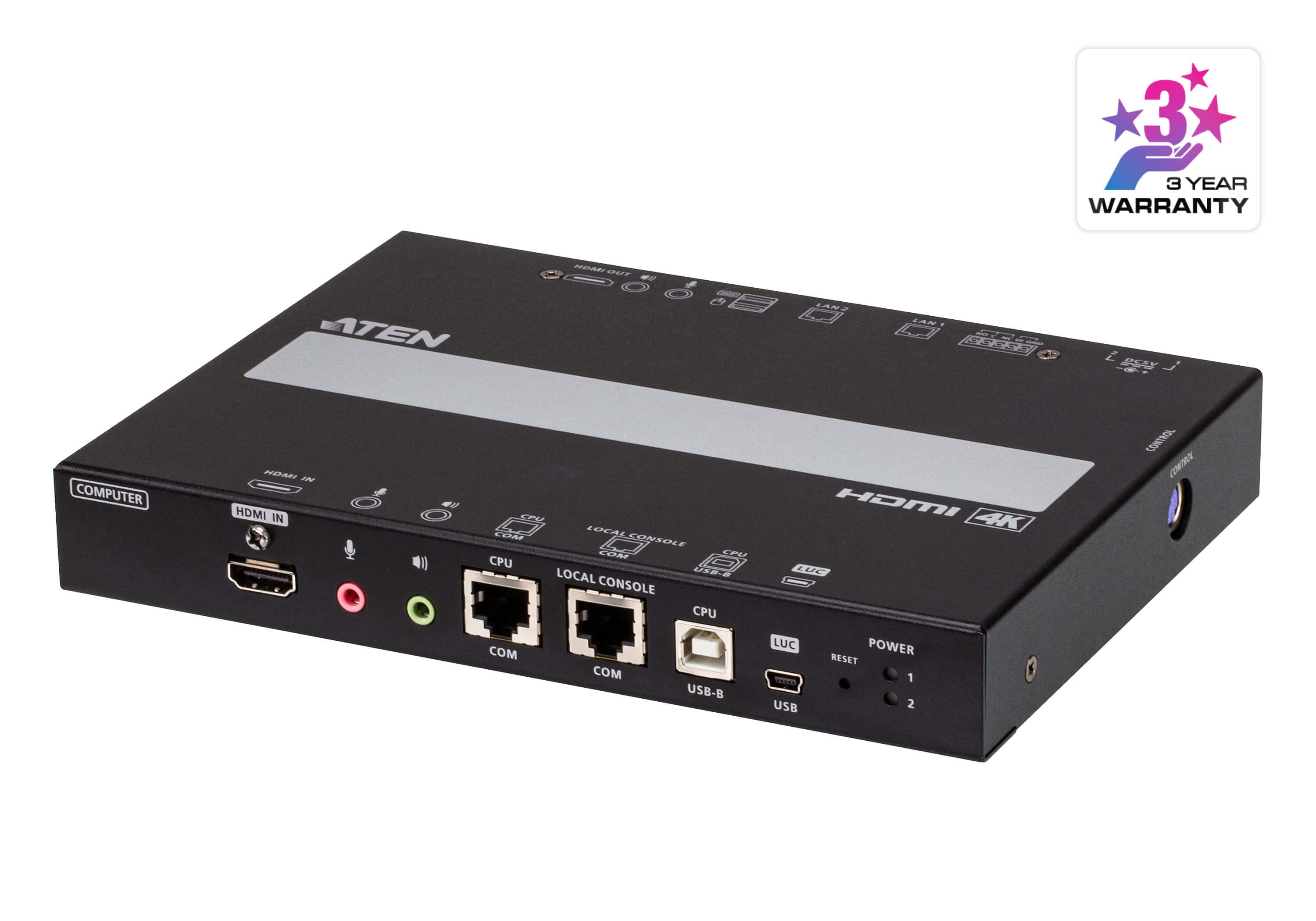 ATEN RCMHD101U 1-Local / Remote Shared Access Single Port 4K HDMI KVM over IP Switch - angled product view
