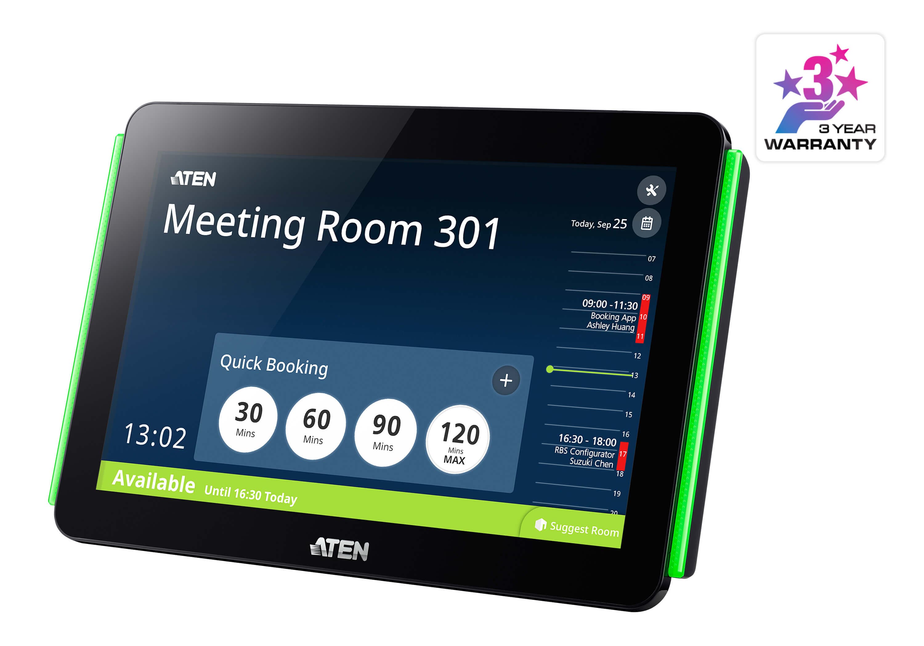 ATEN VK430 Room Booking System 10.1" RBS Panel - angled product view