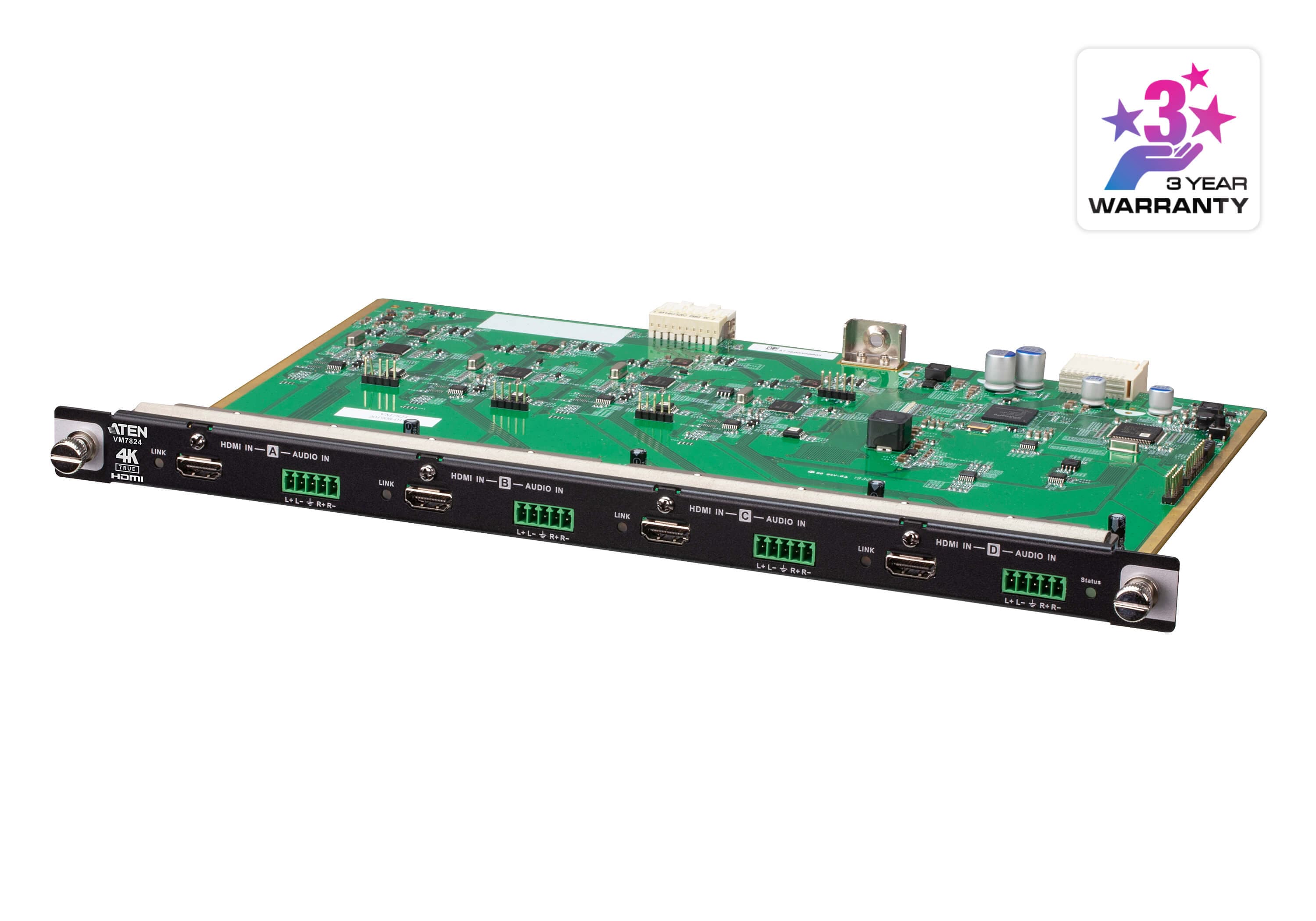 ATEN VM7824 4-Port True 4K HDMI Input Board - angled product view