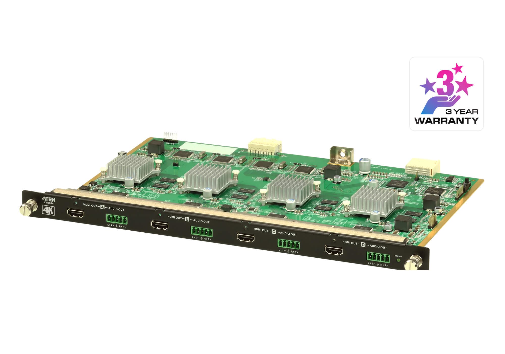 ATEN VM8814 4-Port 4K HDMI Output Board with Scaler - angled product view