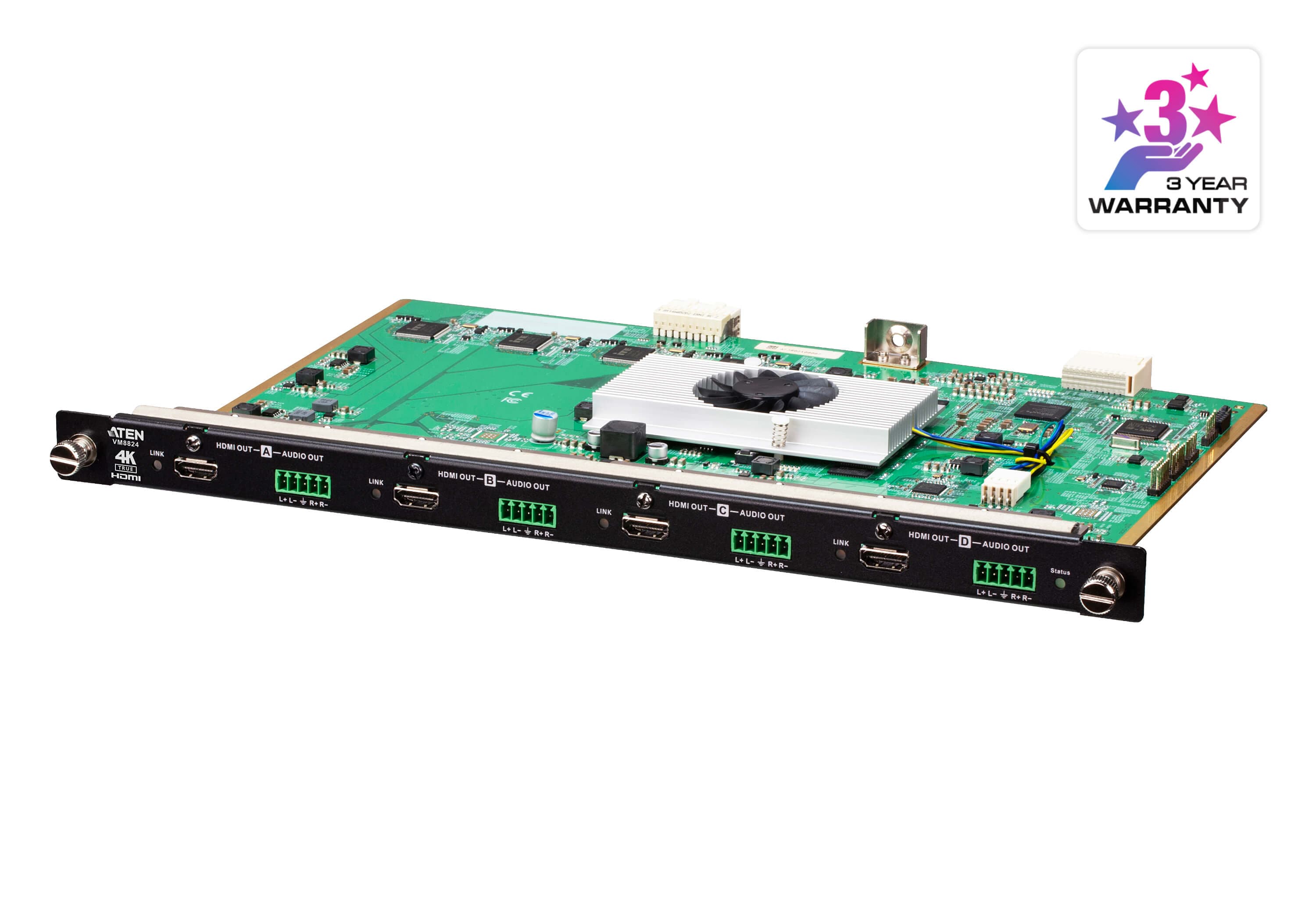 ATEN VM8824 4-Port True 4K HDMI Output Board with Scaler - angled product view
