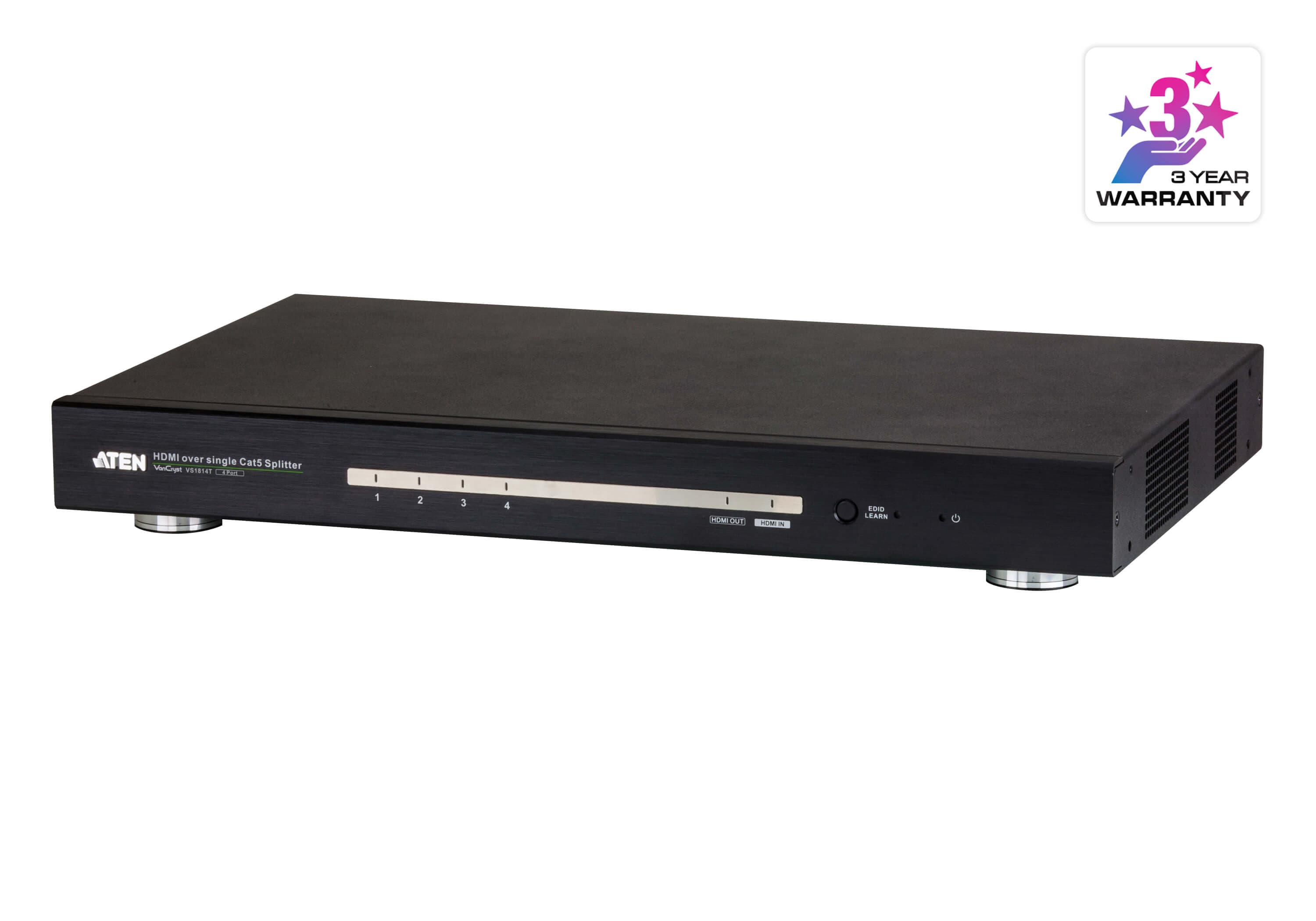 ATEN VS1814T 4-Port HDMI HDBaseT Splitter - angled product view