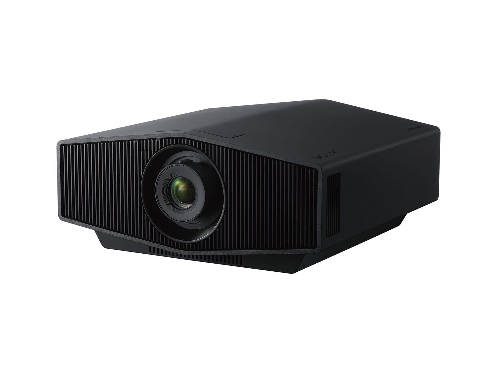 Sony BRAVIA Projector 7 (VPL-XW5100ES), three-quarter front view - Sony publishes only black-finish photography for this model, so this image shows the black version of the same body