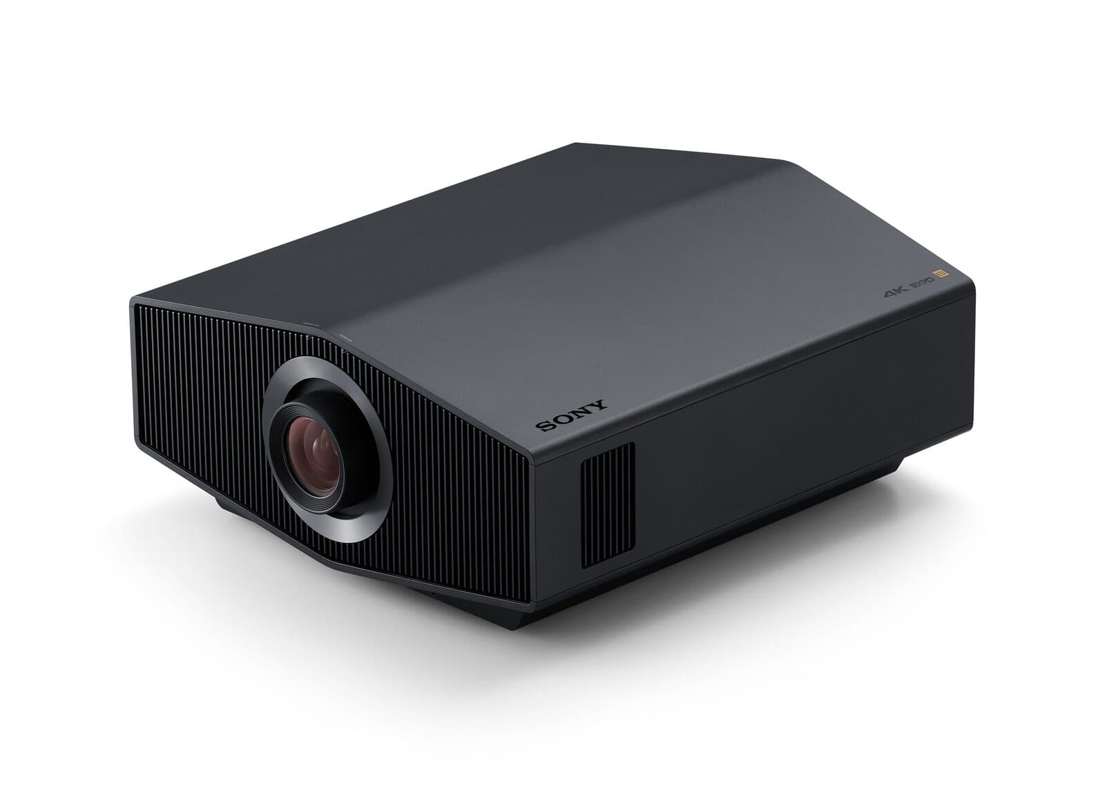Sony BRAVIA Projector 8 (VPL-XW6100ES), three-quarter front view - Sony publishes only black-finish photography for this model, so this image shows the black version of the same body