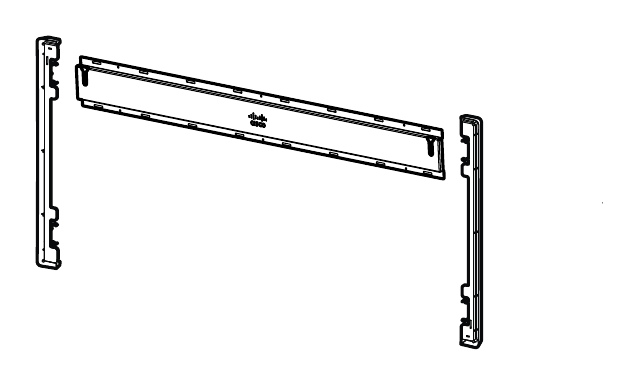 Line drawing of the Cisco CS-BRD75P-WMK= Board Pro 75 wall mount kit - the wall rail and two side brackets - taken from Cisco's Board Pro Spare Parts List; Cisco does not publish a photograph of this part