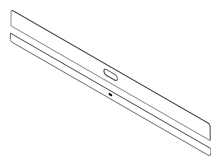 Line drawing of the Cisco CS-ROOM70D-WM-GRK= wall mount grille kit - the speaker grille and lower grille - taken from Cisco's Room 55 Dual, Room 70 and Room 70 G2 Spare Parts List; Cisco does not publish a photograph of this part