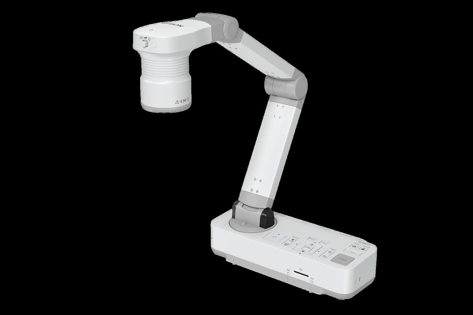 Epson ELPDC21 desktop visualiser, arm extended, front three-quarter view