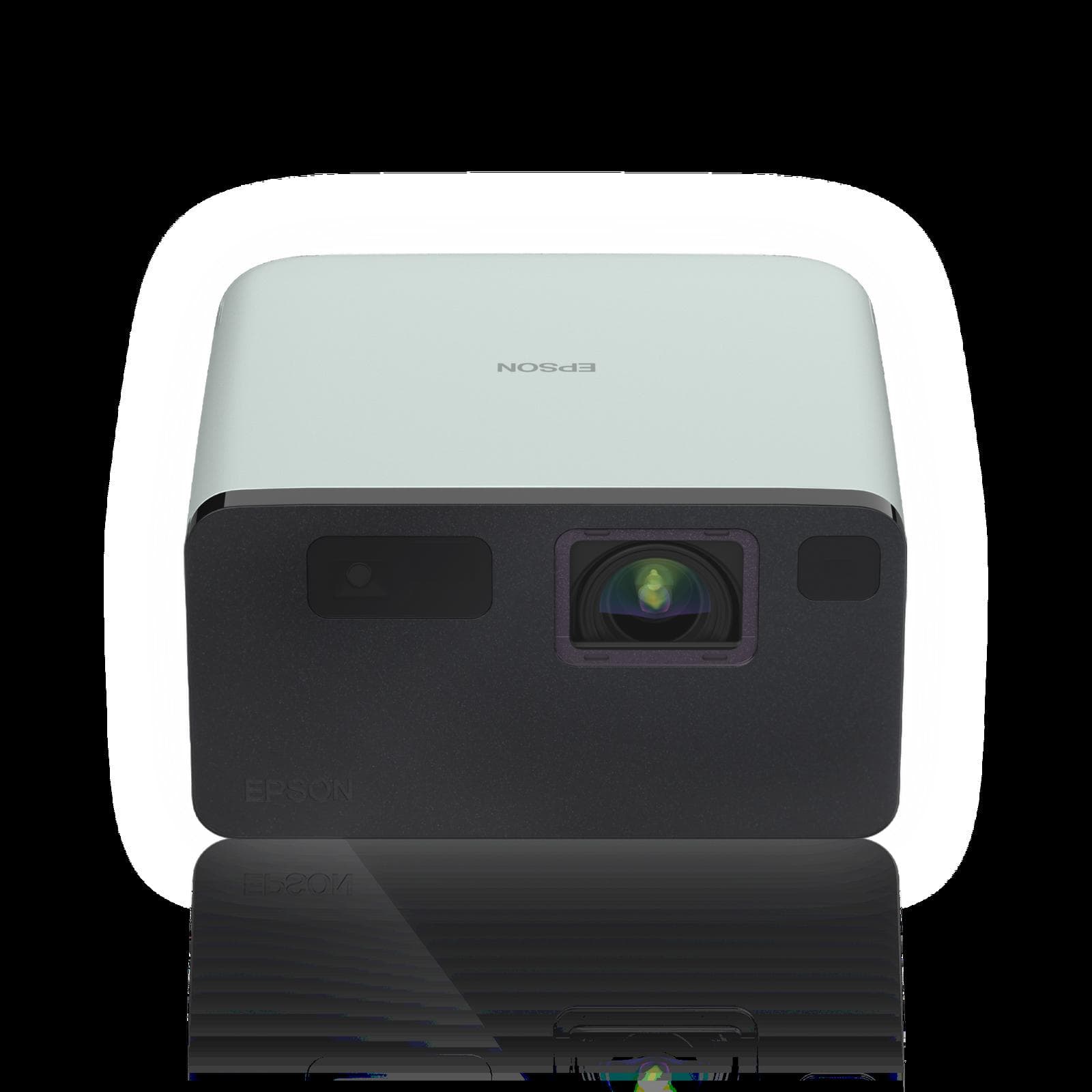 Epson EF-21G mini laser projector in green, front three-quarter view