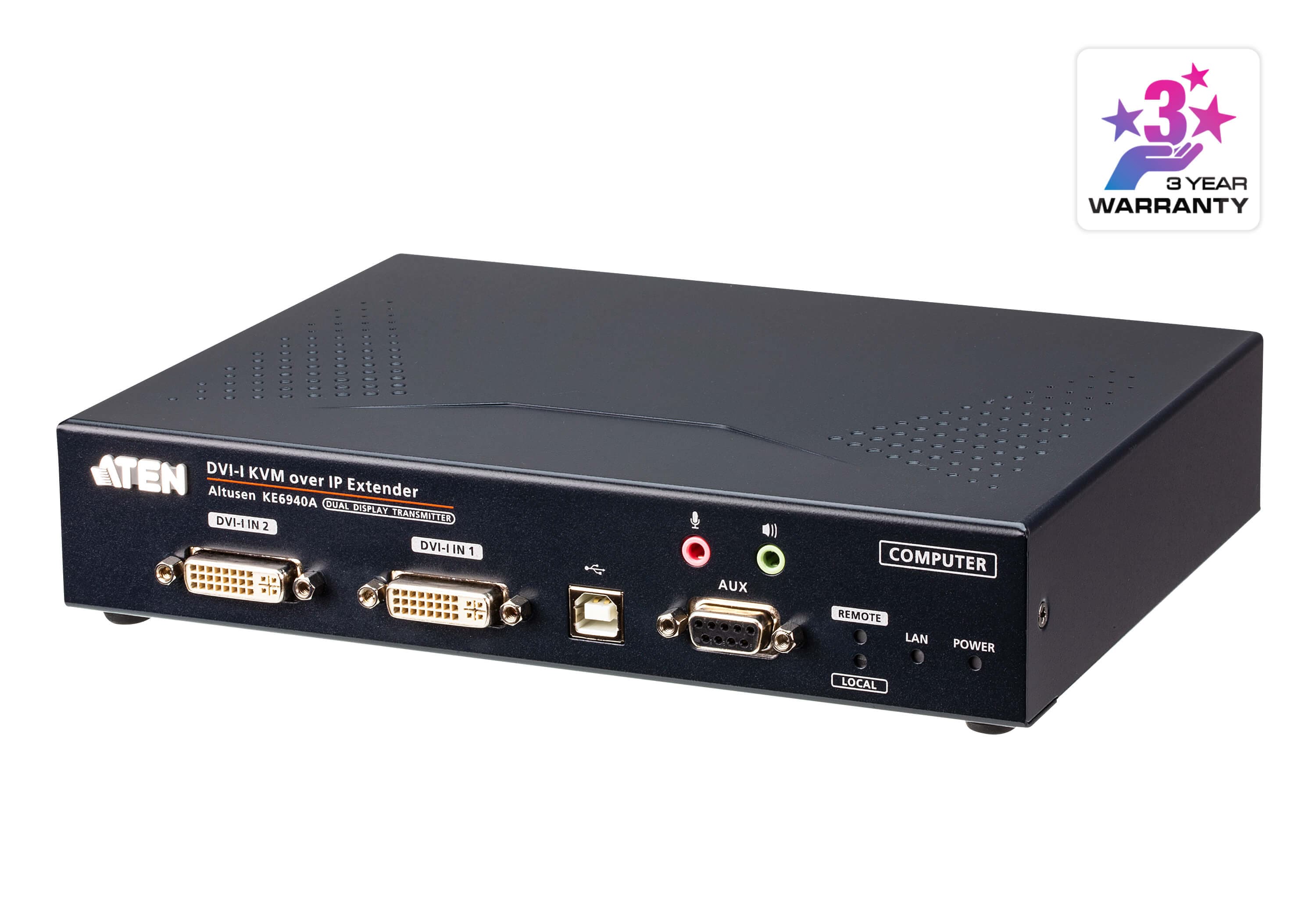 ATEN KE6940AT KVM over IP transmitter — three-quarter product view.