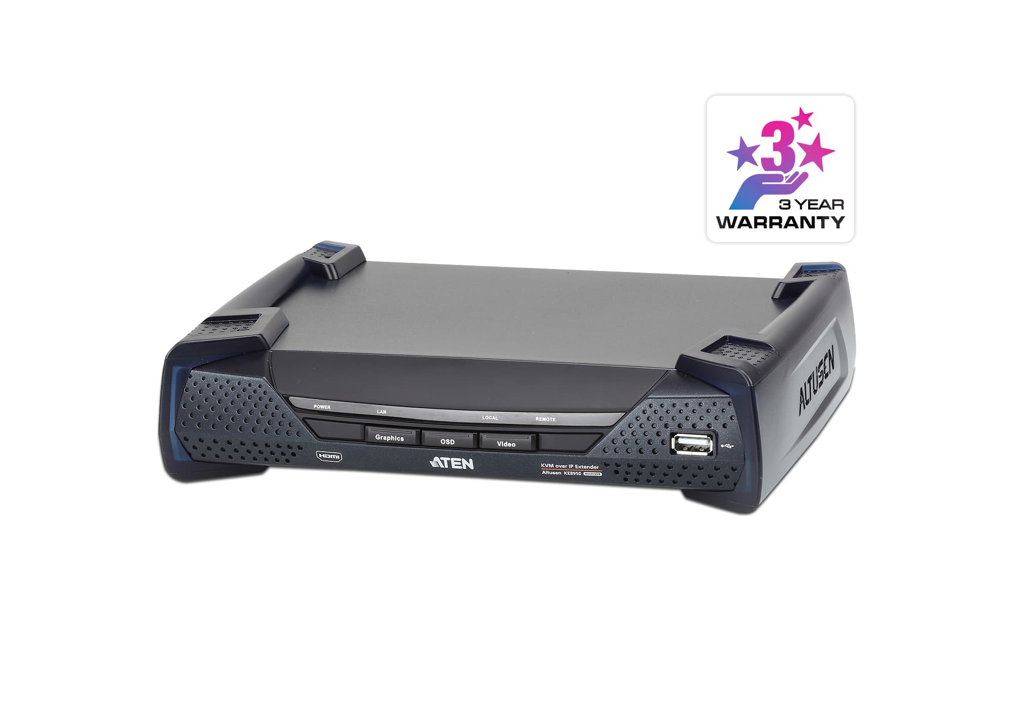 ATEN KE8950R KVM over IP receiver — three-quarter product view.