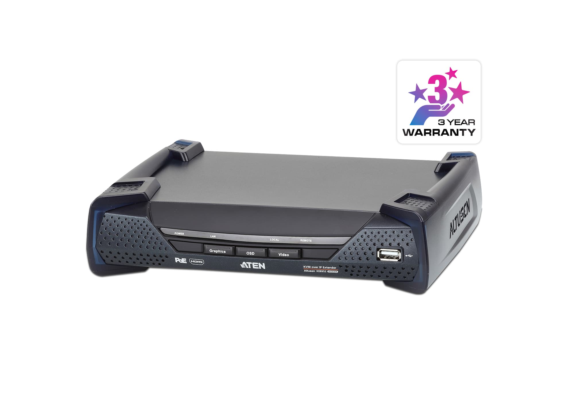 ATEN KE8952R KVM over IP receiver — three-quarter product view.