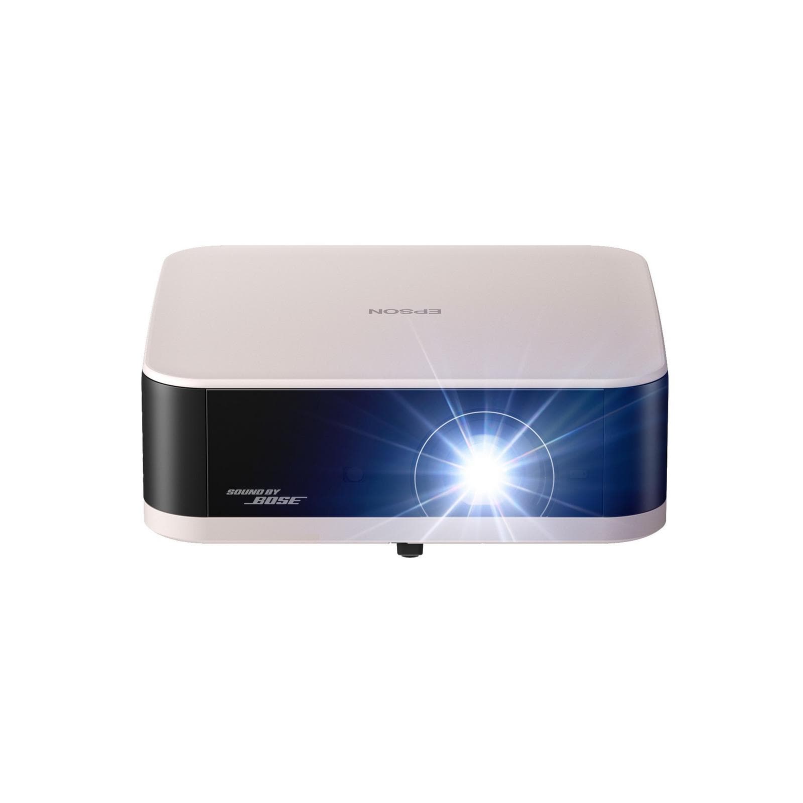Epson Lifestudio Pop EF-61R portable projector in rose quartz, front three-quarter view