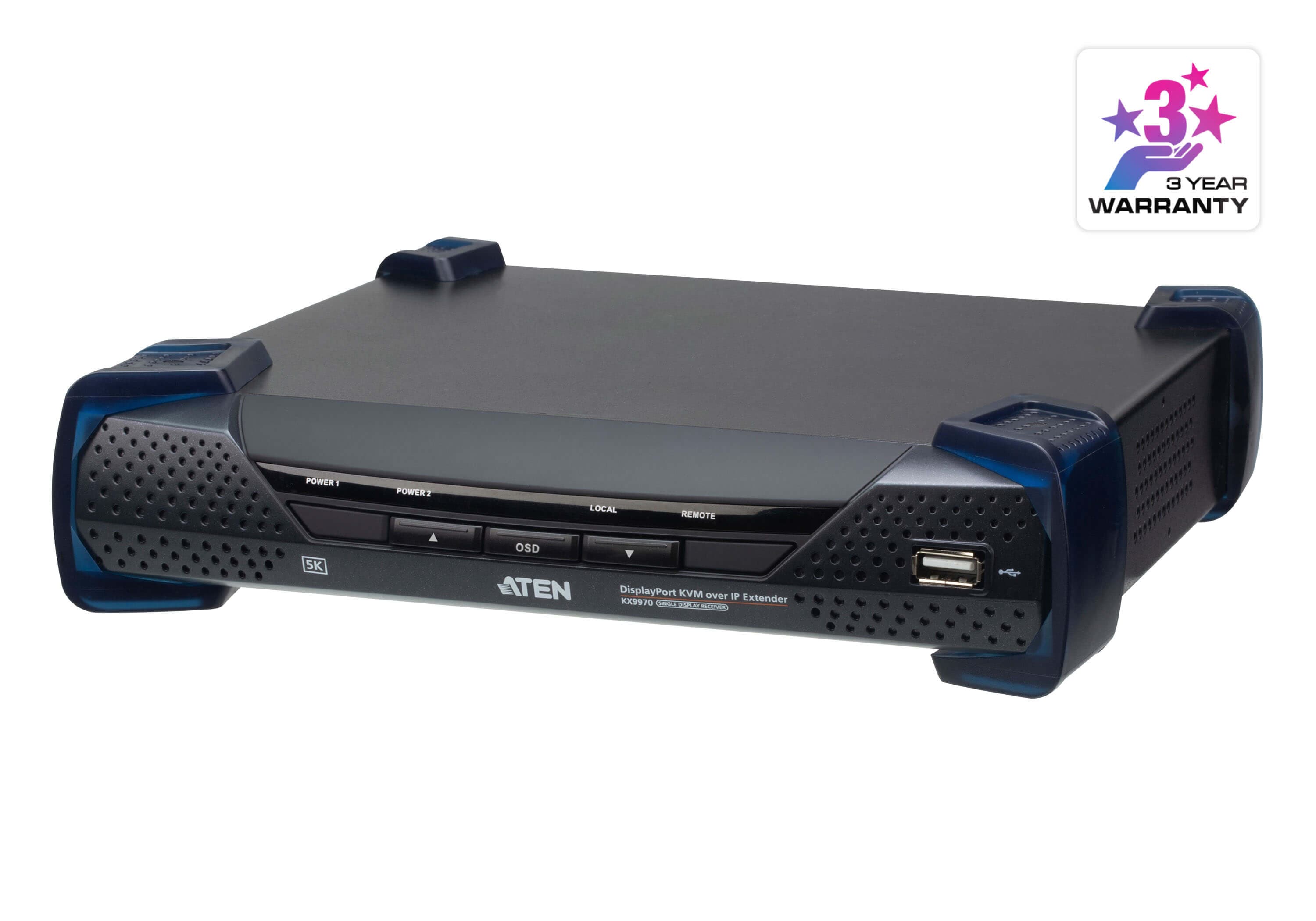 ATEN KX9970R KVM over IP receiver — three-quarter product view.