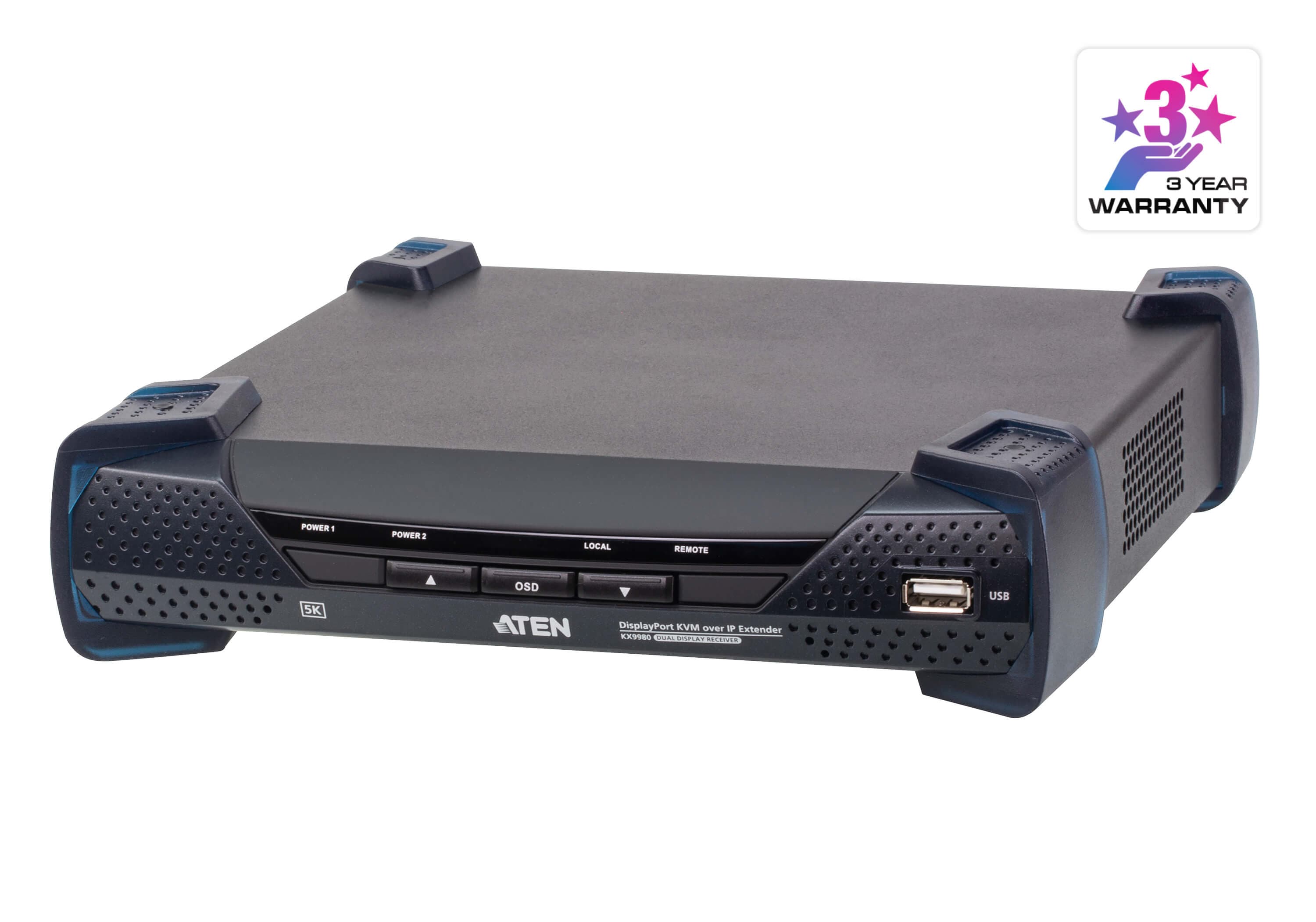 ATEN KX9980R KVM over IP receiver — three-quarter product view.