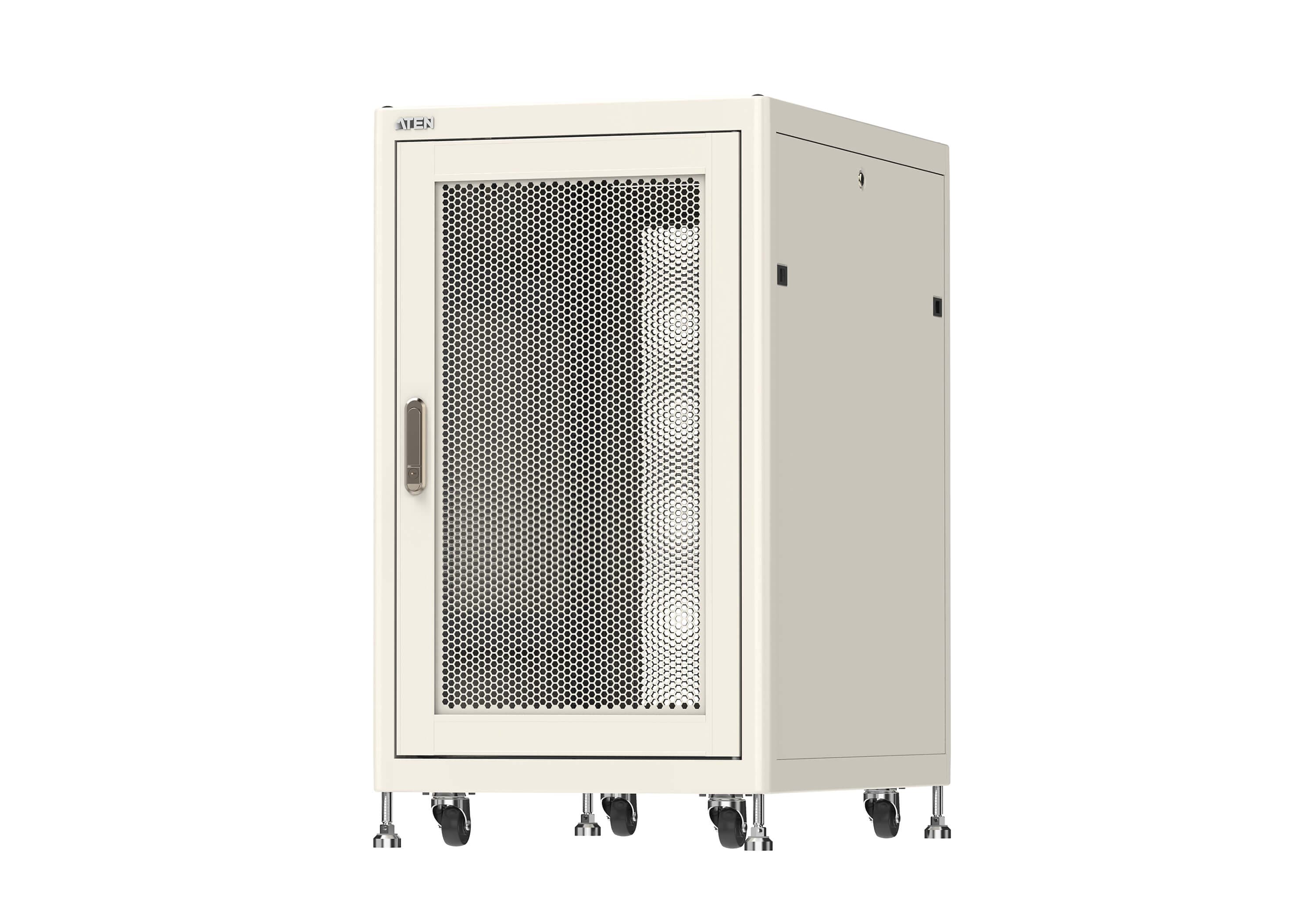 ATEN RC1100 20U 19-inch rack — three-quarter product view. Series image shared across the family with the RC1101; the RC1100 is the 20U, 750 mm deep version.