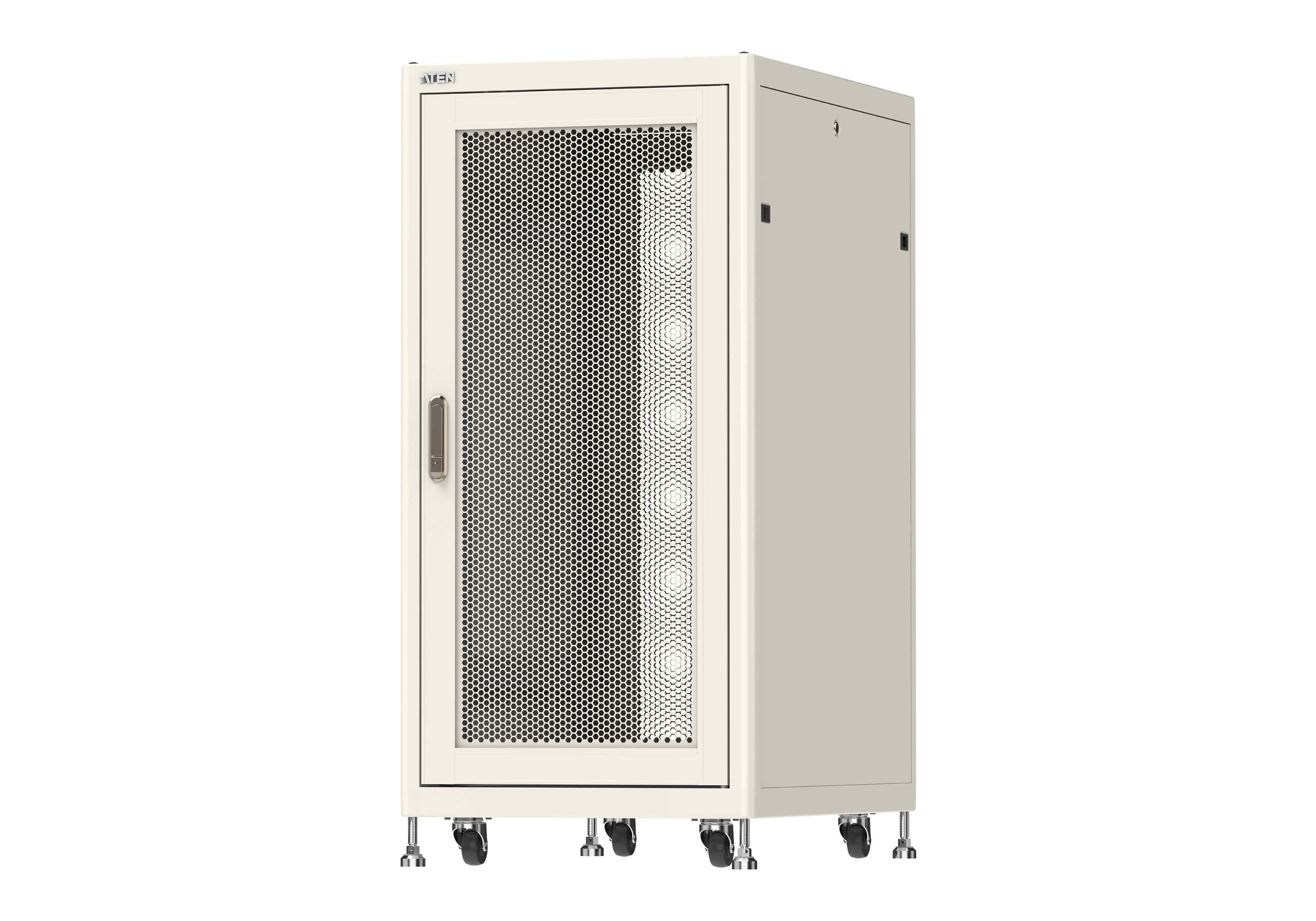 ATEN RC1201 25U 19-inch rack — three-quarter product view. Series image shared across the family with the RC1200; the RC1201 is the 25U, 900 mm deep version.