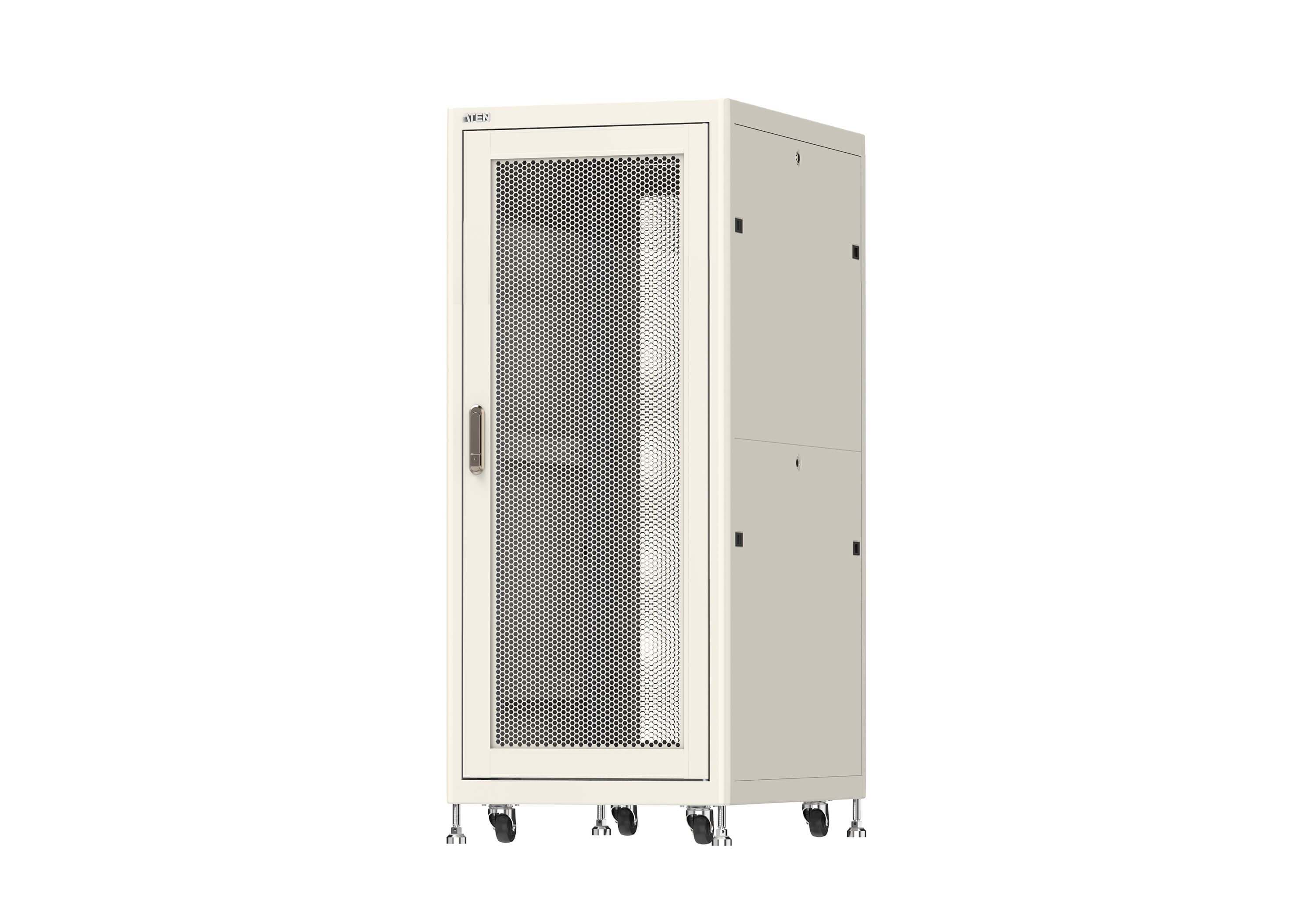 ATEN RC1301 30U 19-inch rack — three-quarter product view. Series image shared across the family with the RC1300; the RC1301 is the 30U, 900 mm deep version.
