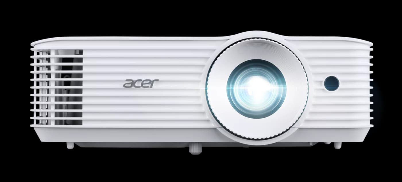 Acer P1358i WXGA meeting room projector, front three-quarter view (Acer P1258i/P1358i chassis image)