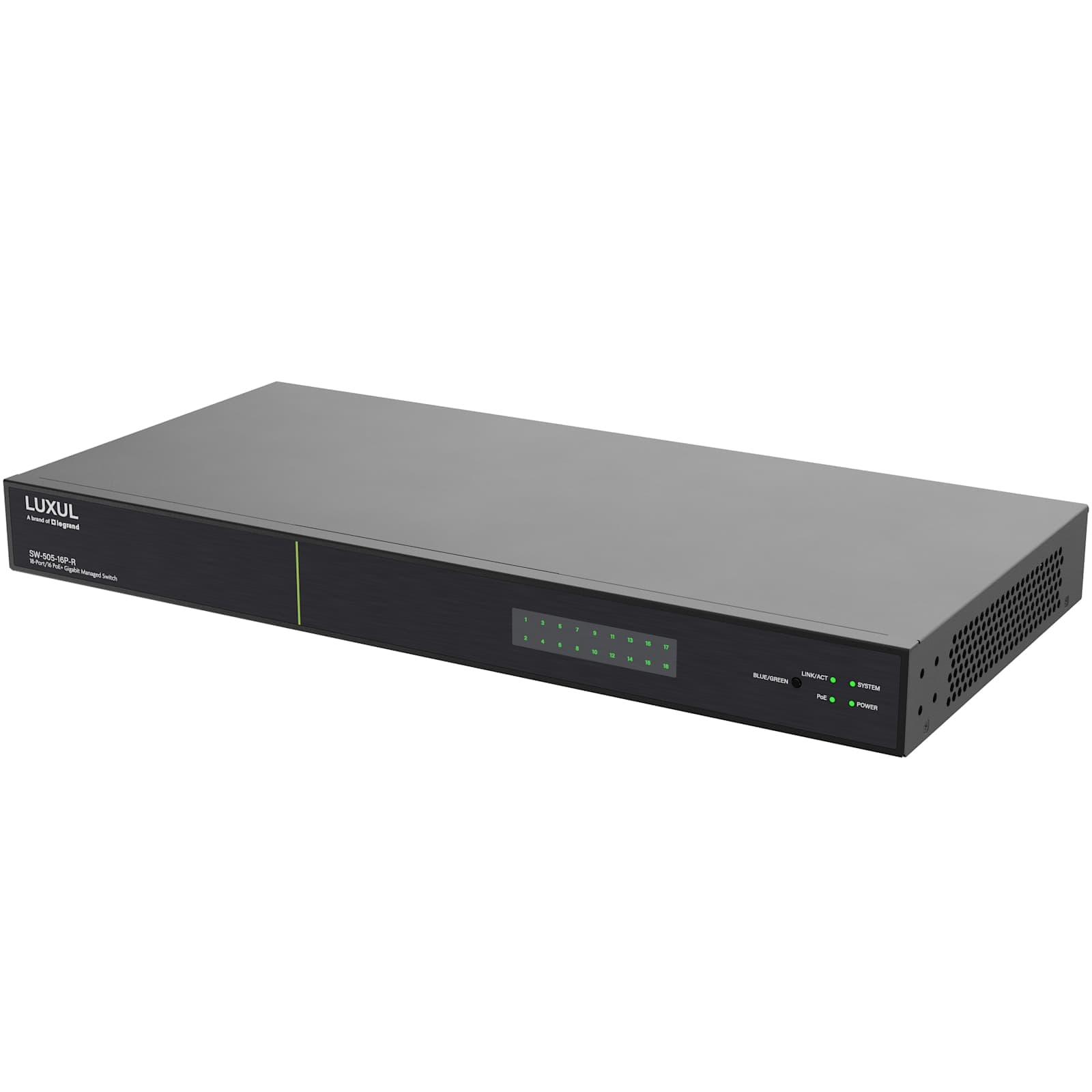 Luxul 16 PoE+ | 2 Combo RJ45/SFP Ports - 1Gb L2/L3 Managed Switch, EU Power Cord — manufacturer product-family image