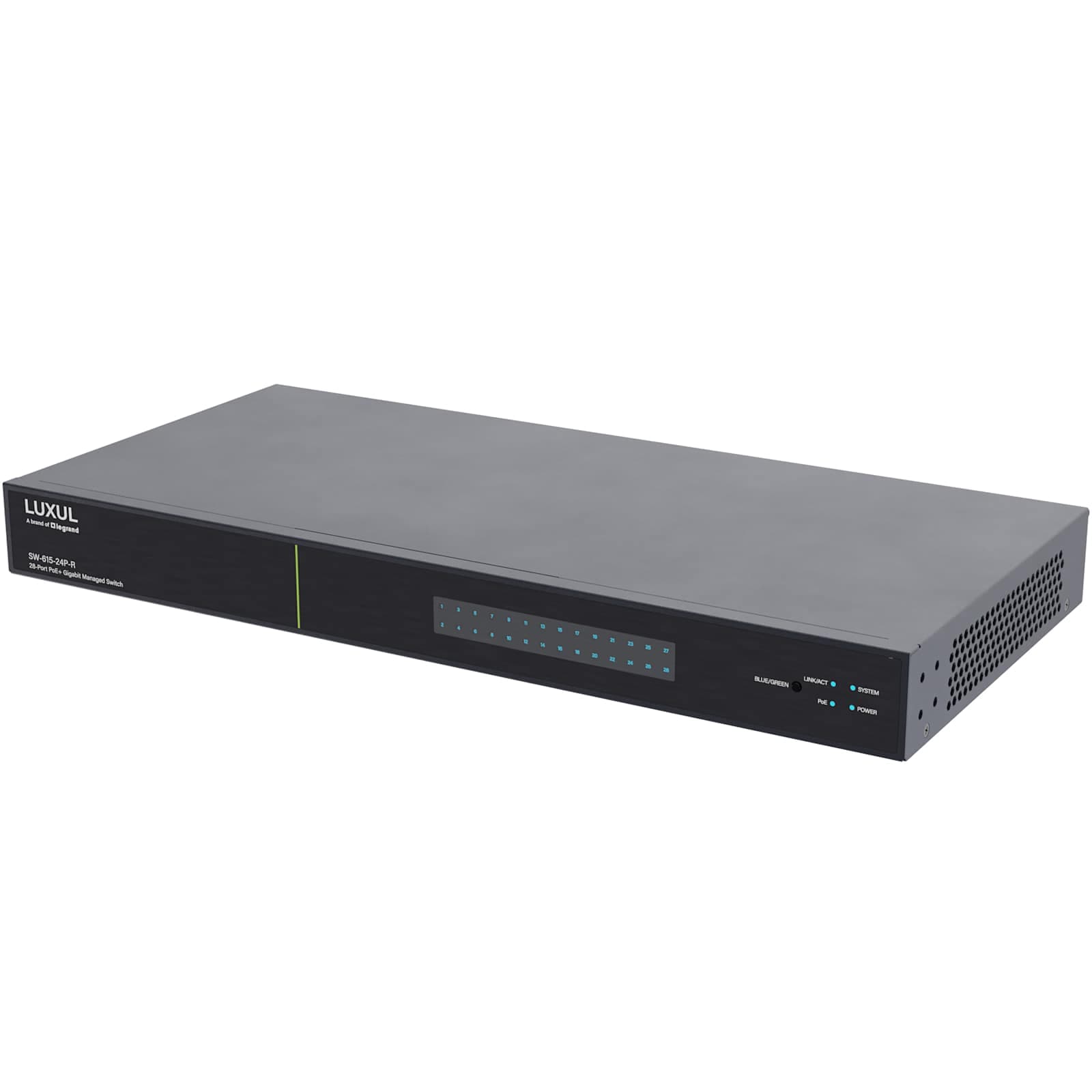 Luxul 24 PoE+ | 4 (10G) SFP+ Ports – 1Gb L2/L3 Managed Switch, EU Power Cord — manufacturer product-family image
