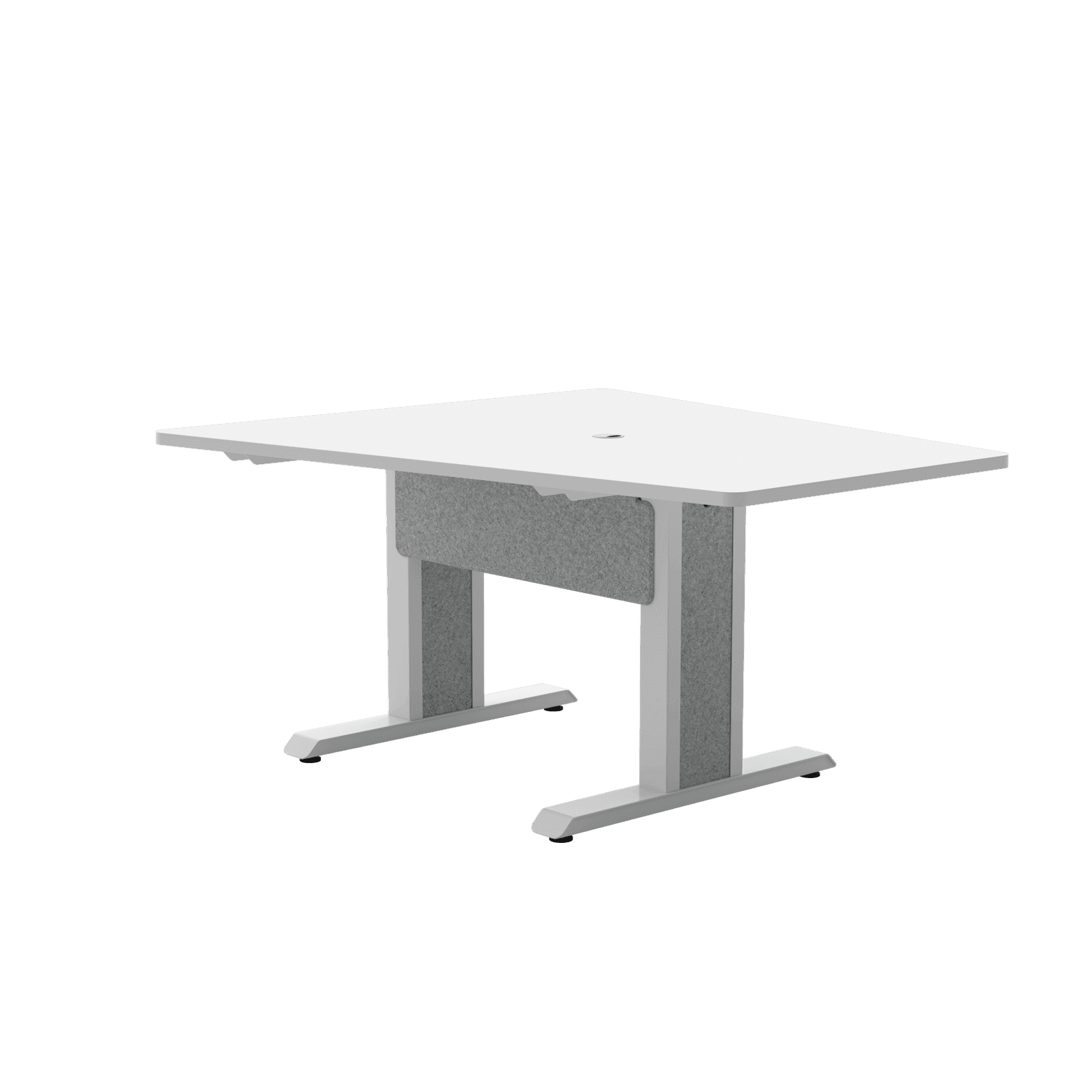 Middle Atlantic Forum™ 59" Angle Table for 3 to 5 People, 30" Seated Height, Designer White Table Top with Light Table Base