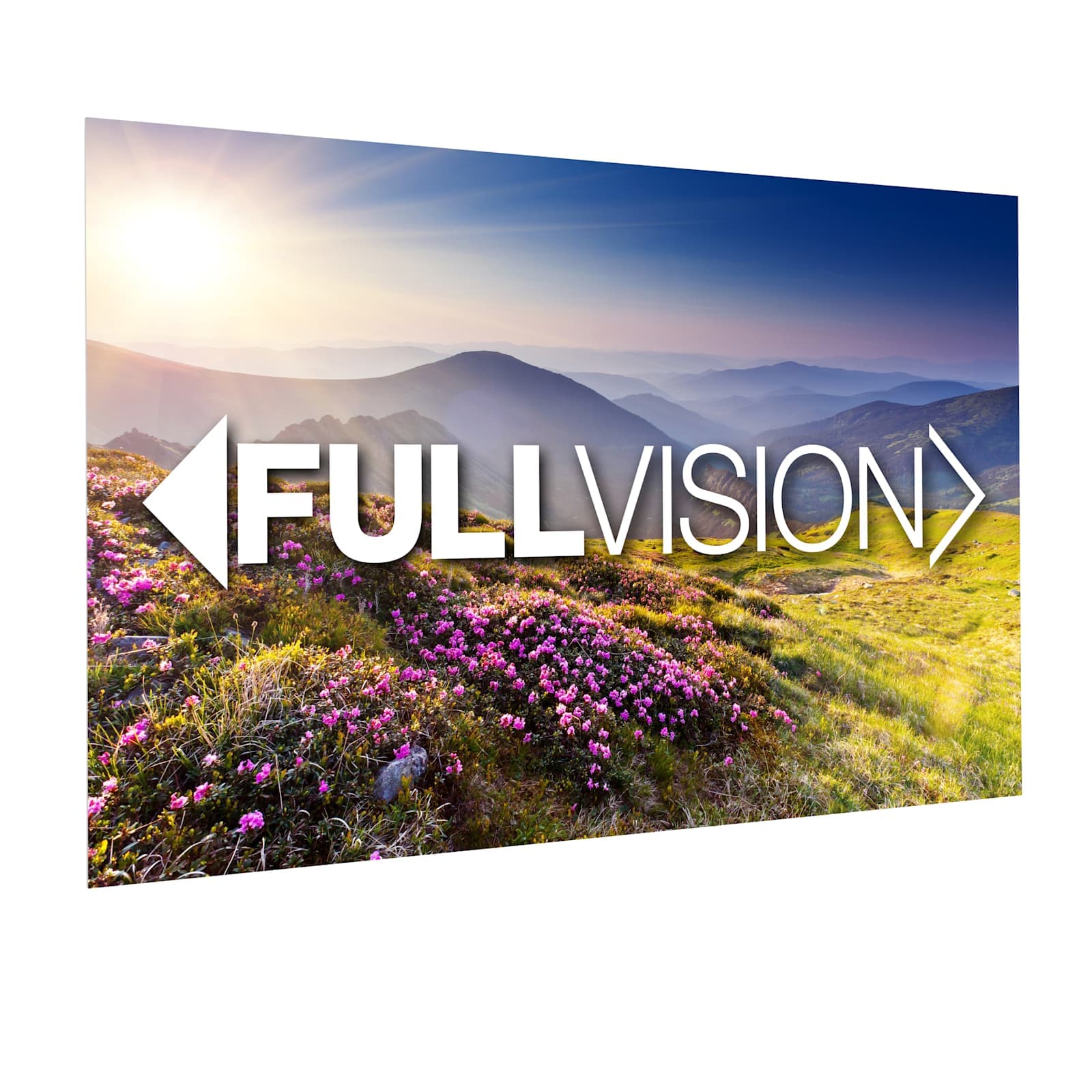 Da-Lite FullVision, 146 x 260 cm with HD Progressive 0.9 — fixed-frame screen shown against a white background; manufacturer series photograph — Da-Lite photograph this range at one size only, so the screen shown may be a different size from this model.