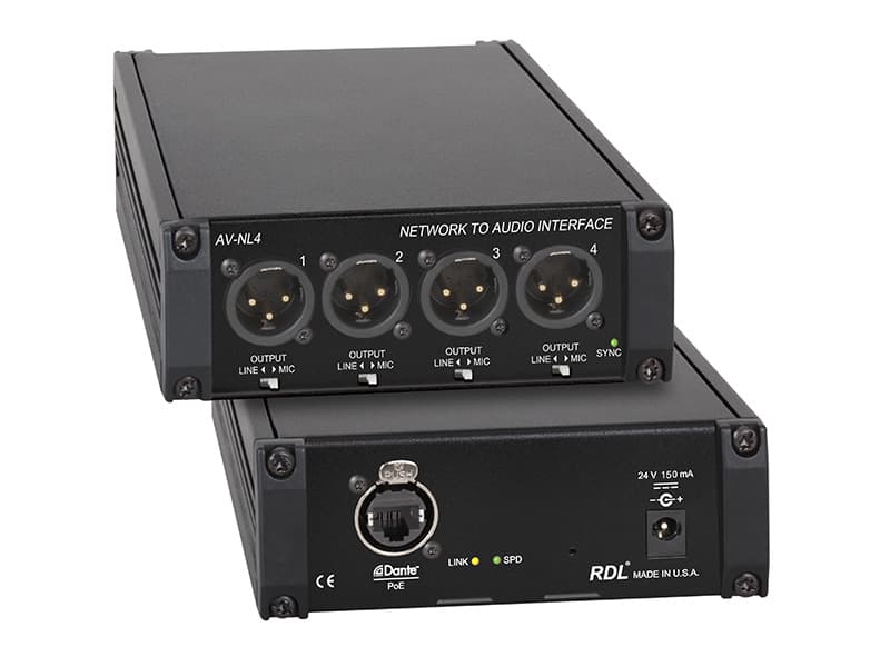 Radio Design Labs AV-NL4 Dante to Four Channel Line/Mic Audio Interface