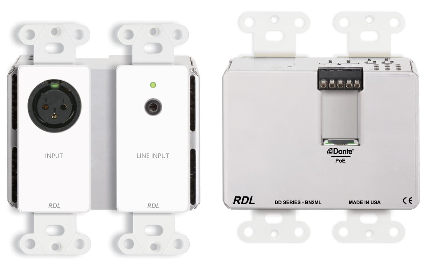 Radio Design Labs DD-BN2ML Wall-Mounted Bi-Directional Mic/Line Dante Interface 2 x 2