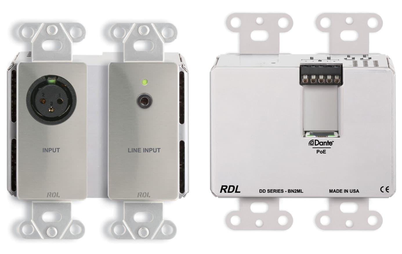 Radio Design Labs DDS-BN2ML Wall-Mounted Bi-Directional Mic/Line Dante Interface 2 x 2