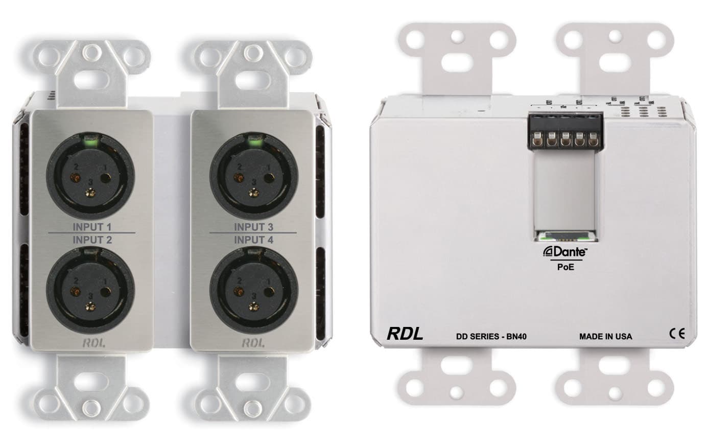 Radio Design Labs DDS-BN40 Wall-Mounted Bi-Directional Mic/Line Dante Interface 4 x 2