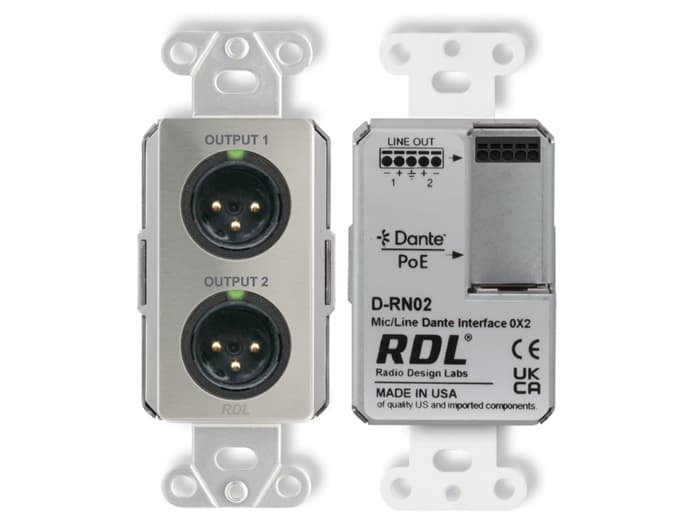 Radio Design Labs DS-RN02 Wall-Mounted Mic/Line Dante Interface 0x2