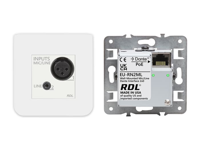 Radio Design Labs EU-RN2ML Wall-Mounted Mic/Line and Line Input Dante Interface 2 x 0